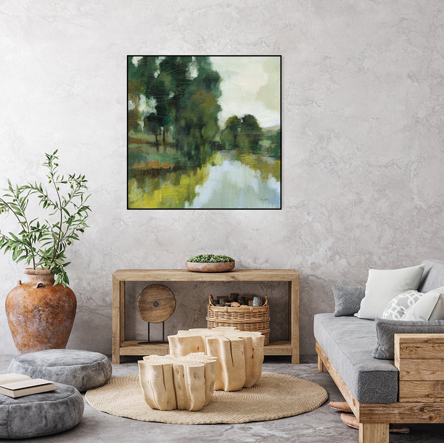 Willows by the Pond I by Silvia Vassileva on GIANT ART - blue