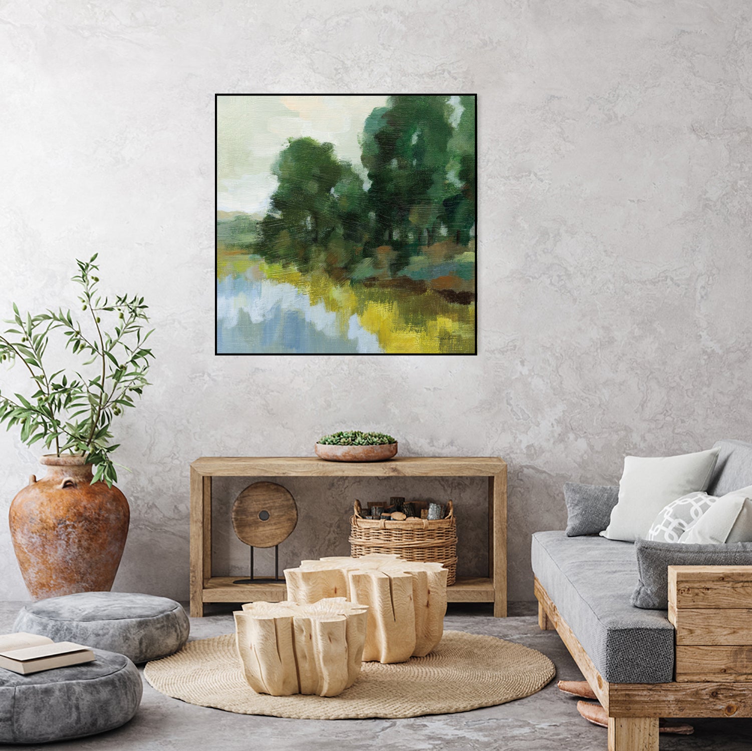 Willows by the Pond II by Silvia Vassileva on GIANT ART - blue