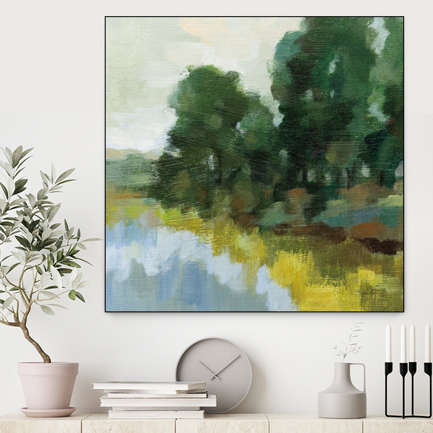 Willows by the Pond II by Silvia Vassileva on GIANT ART - blue