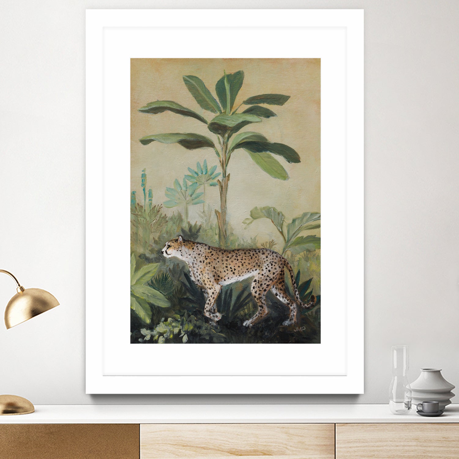 King of the Jungle II by Julia Purinton on GIANT ART - beige botanical framed canvas