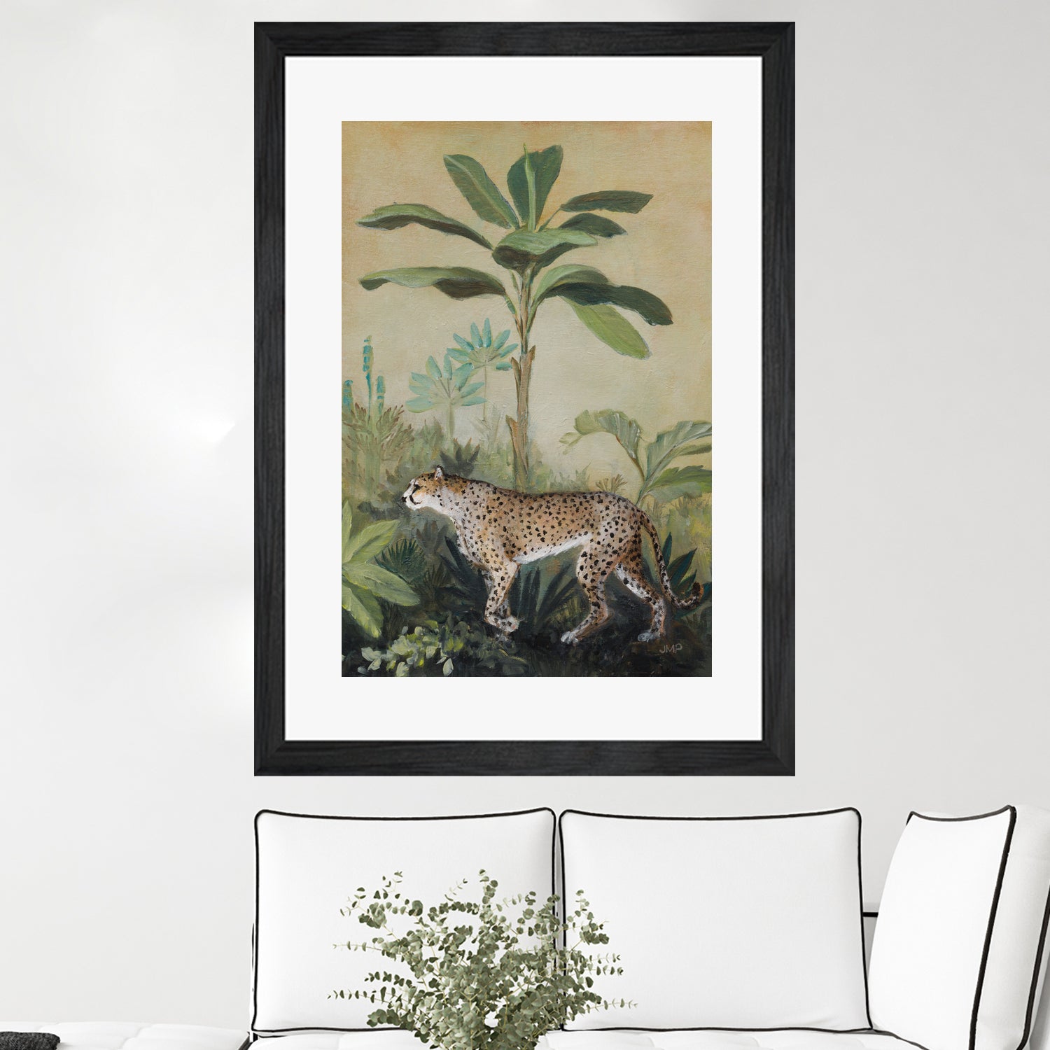 King of the Jungle II by Julia Purinton on GIANT ART - beige botanical framed canvas