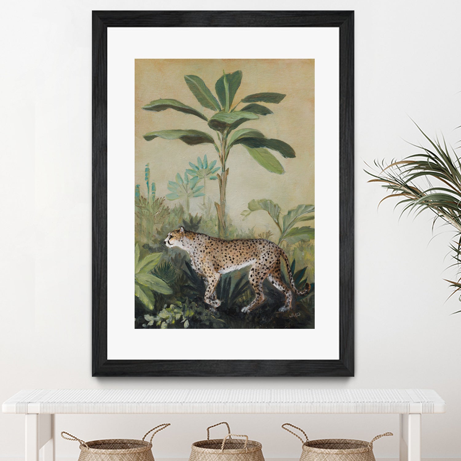 King of the Jungle II by Julia Purinton on GIANT ART - beige botanical framed canvas