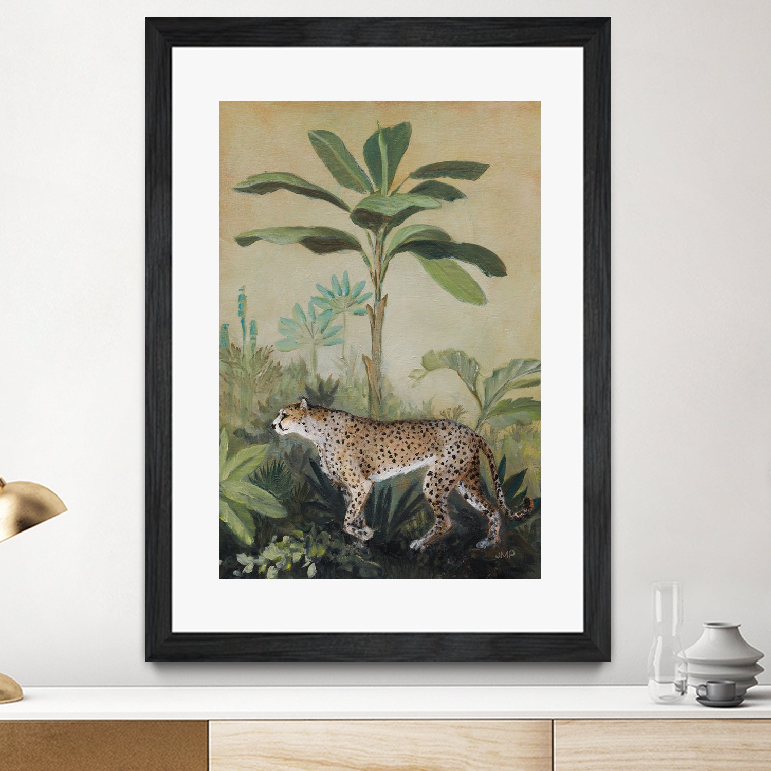 King of the Jungle II by Julia Purinton on GIANT ART - beige botanical framed canvas