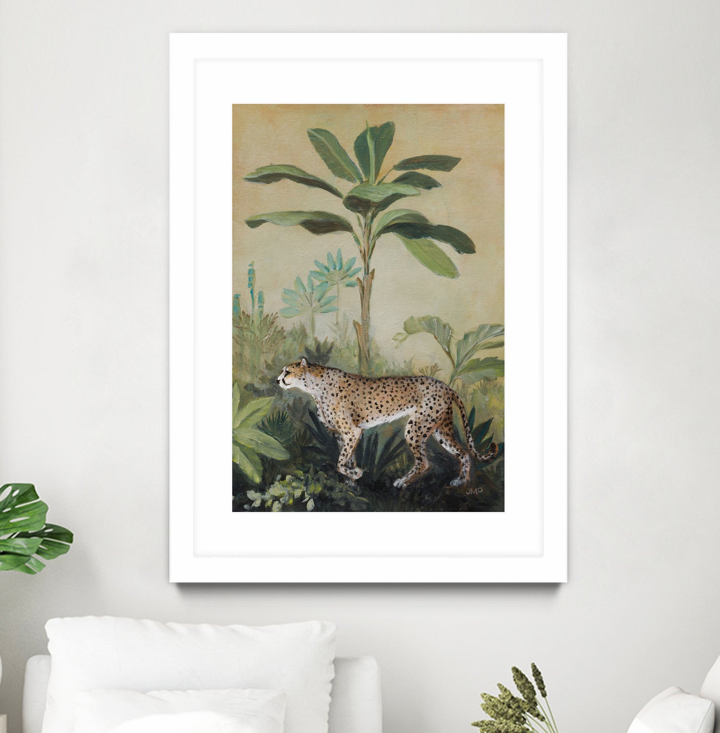 King of the Jungle II by Julia Purinton on GIANT ART - beige botanical framed canvas