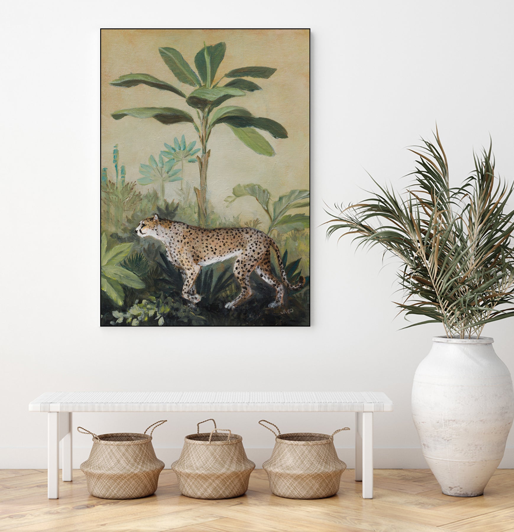King of the Jungle II by Julia Purinton on GIANT ART - beige botanical framed canvas