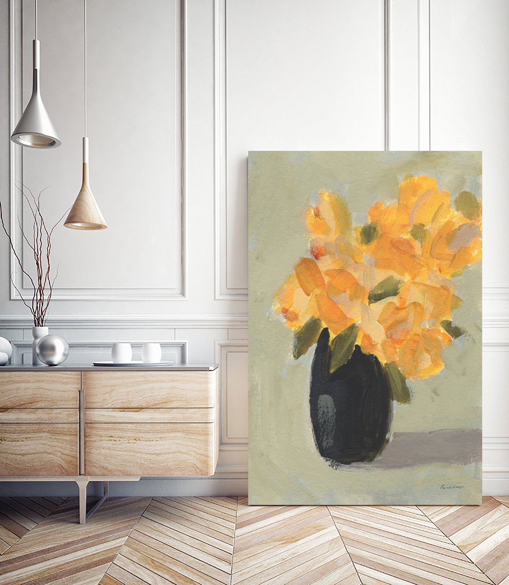 Hope Bouquet by Pamela Munger on GIANT ART - black botanical