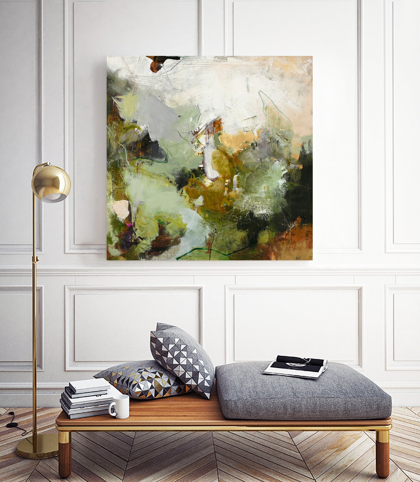 Evergreen 1 by Design Fabrikken on GIANT ART - gold floral/still life