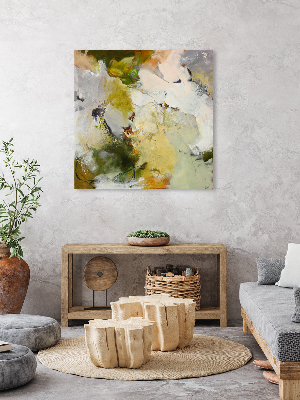 Evergreen 2 by Design Fabrikken on GIANT ART - gold floral/still life