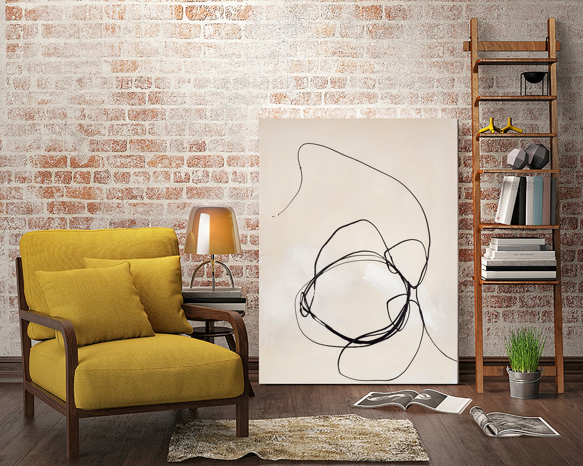 Fine Line 5 by Design Fabrikken on GIANT ART - beige linear