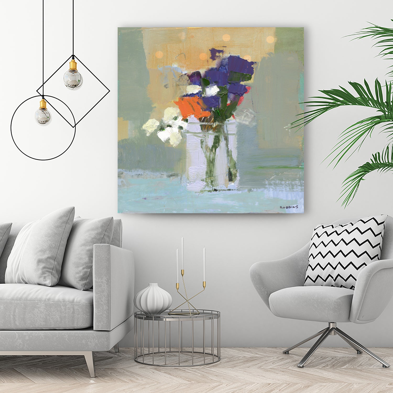 Bouquet With Polka Dots No. 8 by Kathleen Robbins on GIANT ART - gray contemporary