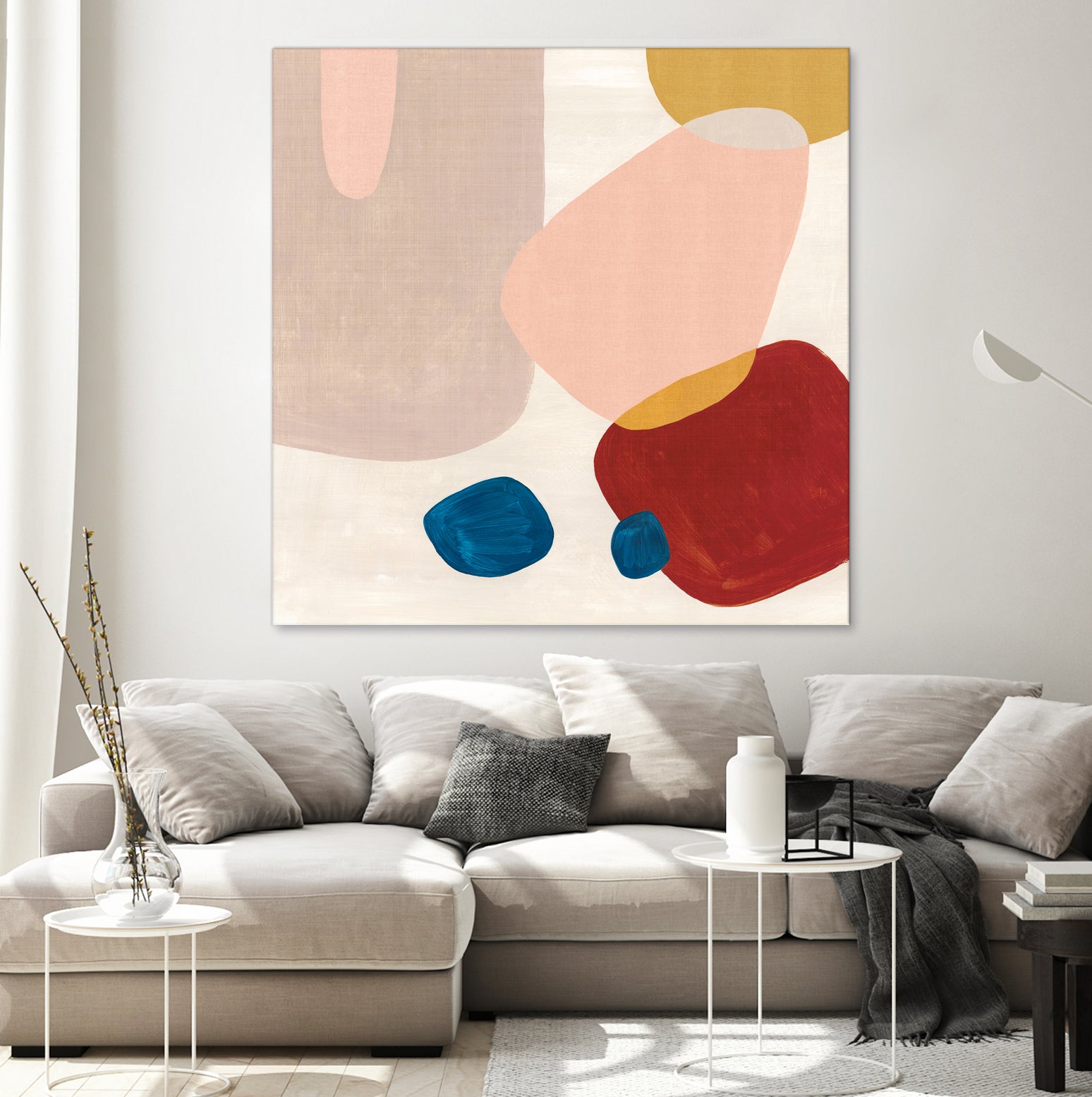Pink Pebbles III by Eva Watts on GIANT ART - blue shapes