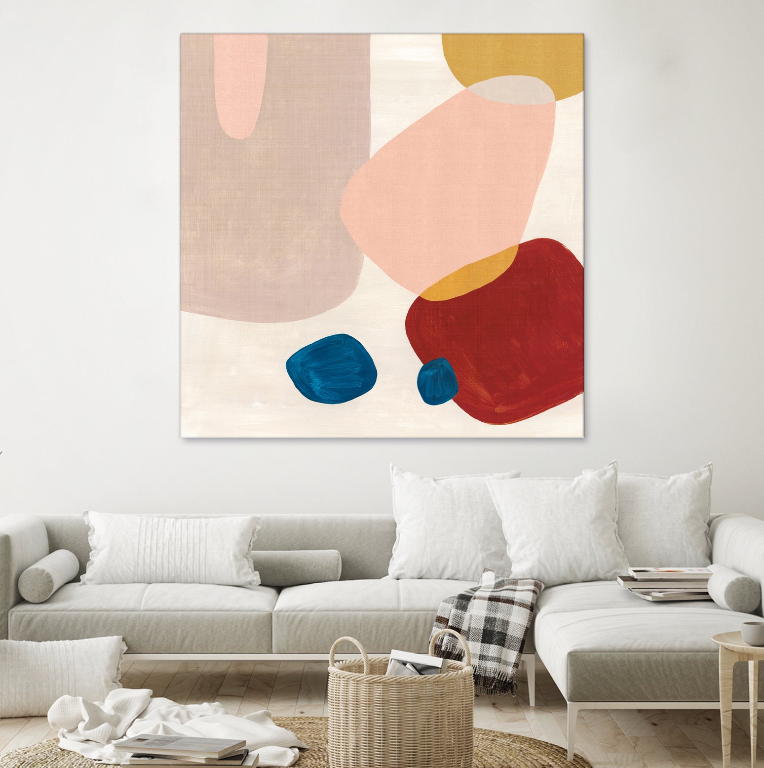 Pink Pebbles III by Eva Watts on GIANT ART - blue shapes