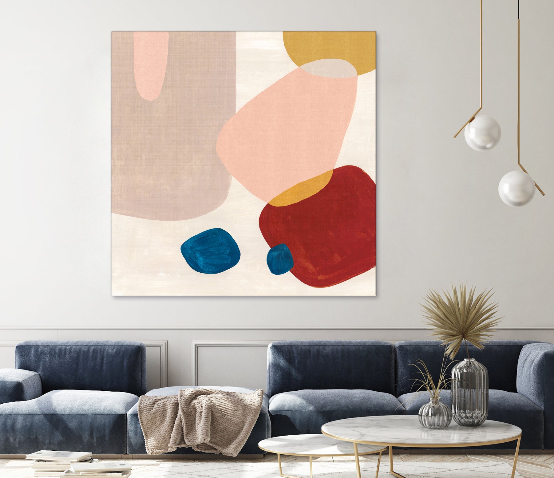 Pink Pebbles III by Eva Watts on GIANT ART - blue shapes