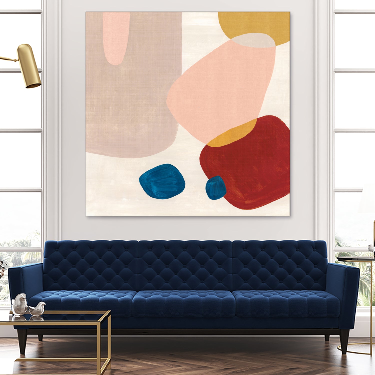 Pink Pebbles III by Eva Watts on GIANT ART - blue shapes