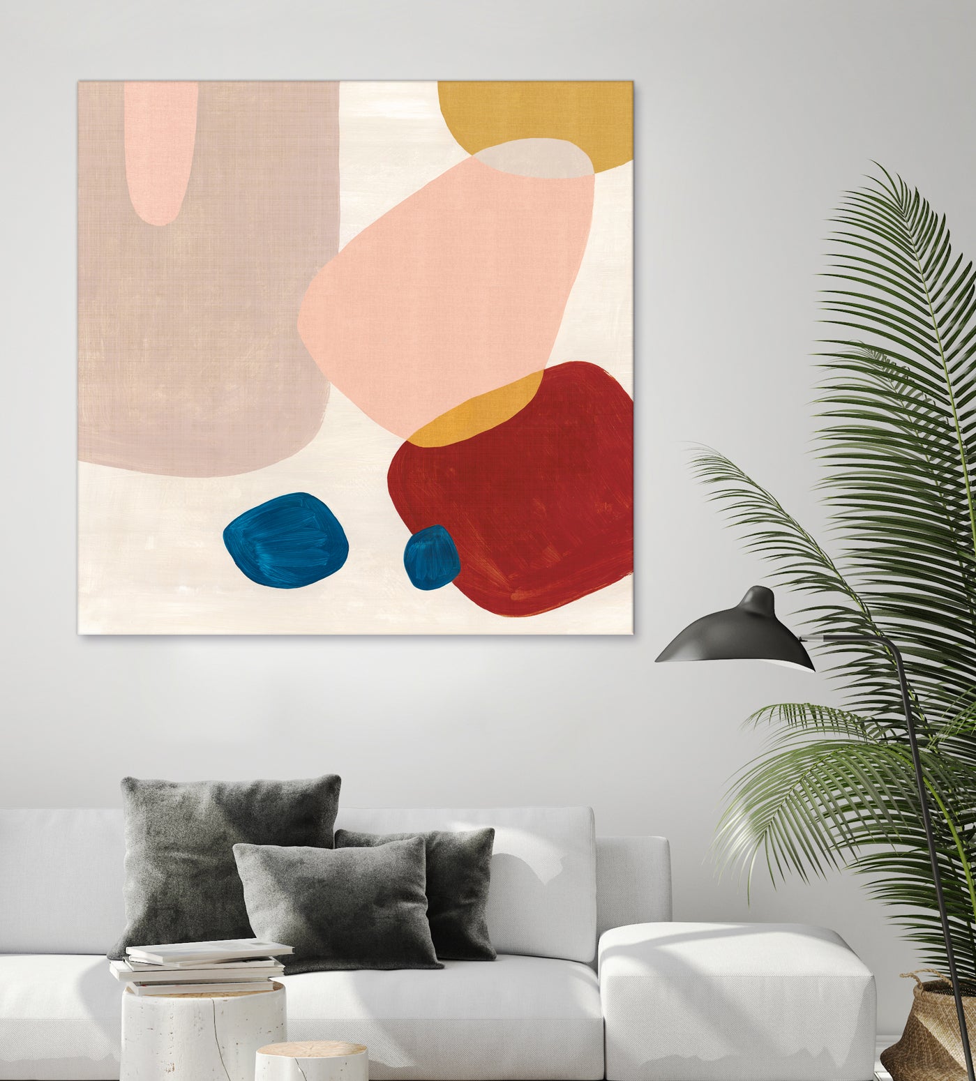 Pink Pebbles III by Eva Watts on GIANT ART - blue shapes