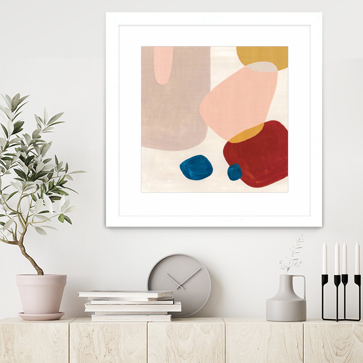 Pink Pebbles III by Eva Watts on GIANT ART - blue shapes