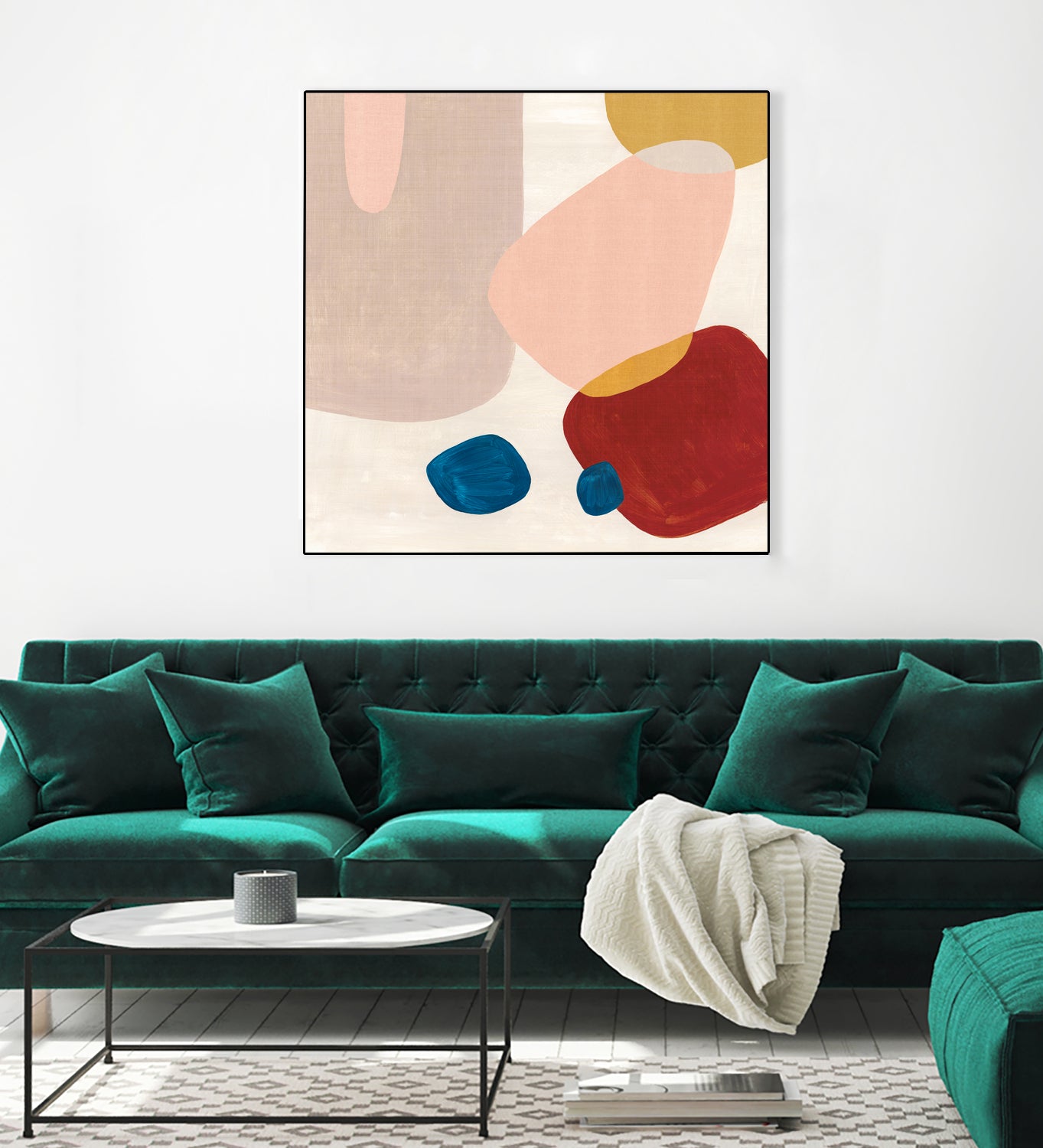 Pink Pebbles III by Eva Watts on GIANT ART - blue shapes