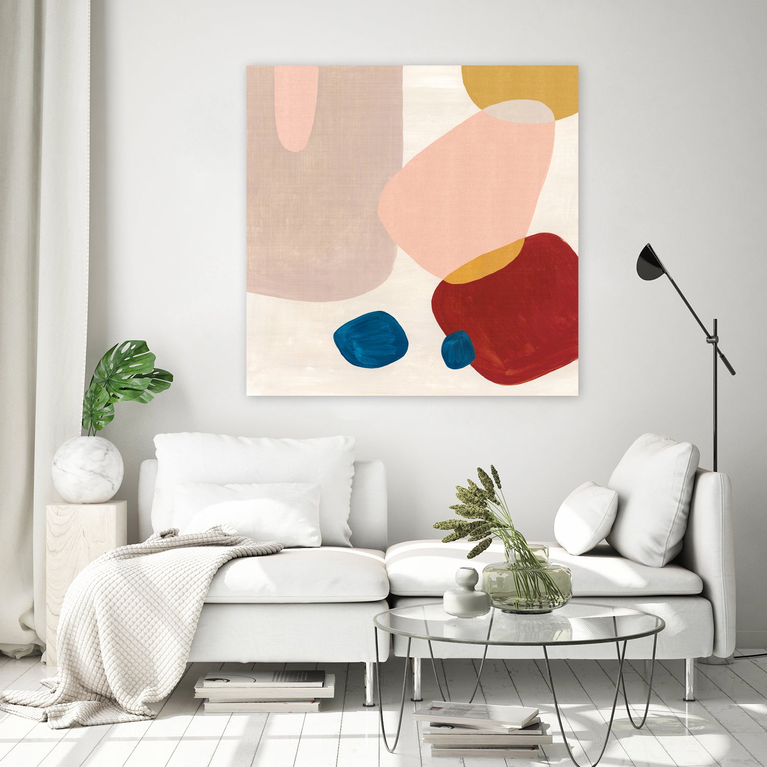 Pink Pebbles III by Eva Watts on GIANT ART - blue shapes