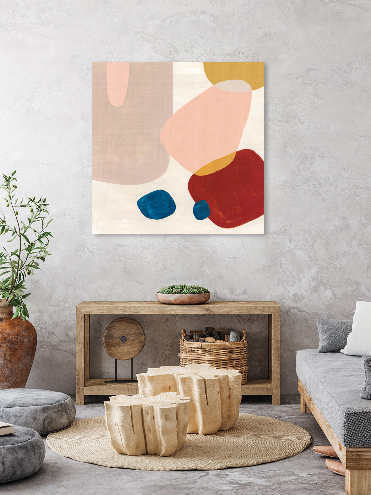 Pink Pebbles III by Eva Watts on GIANT ART - blue shapes