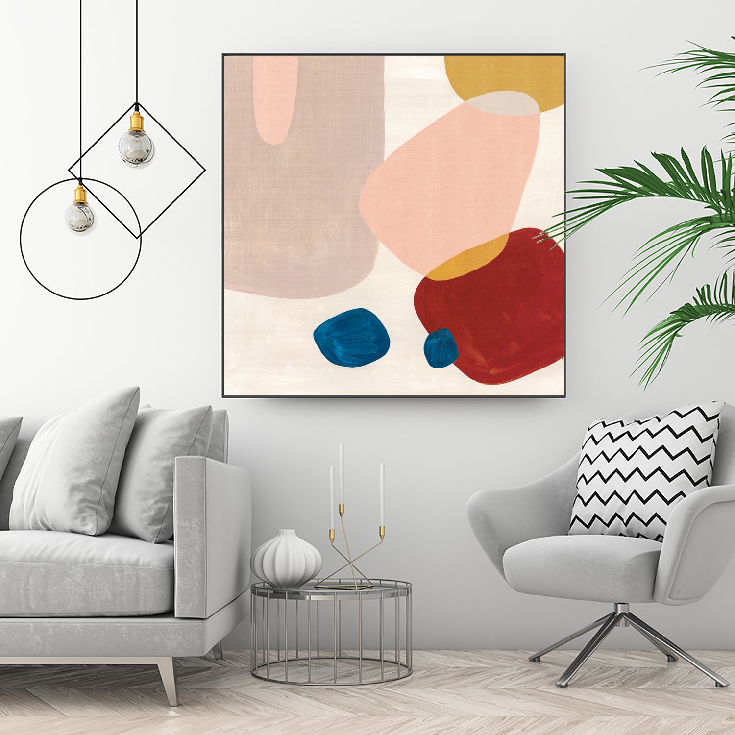 Pink Pebbles III by Eva Watts on GIANT ART - blue shapes