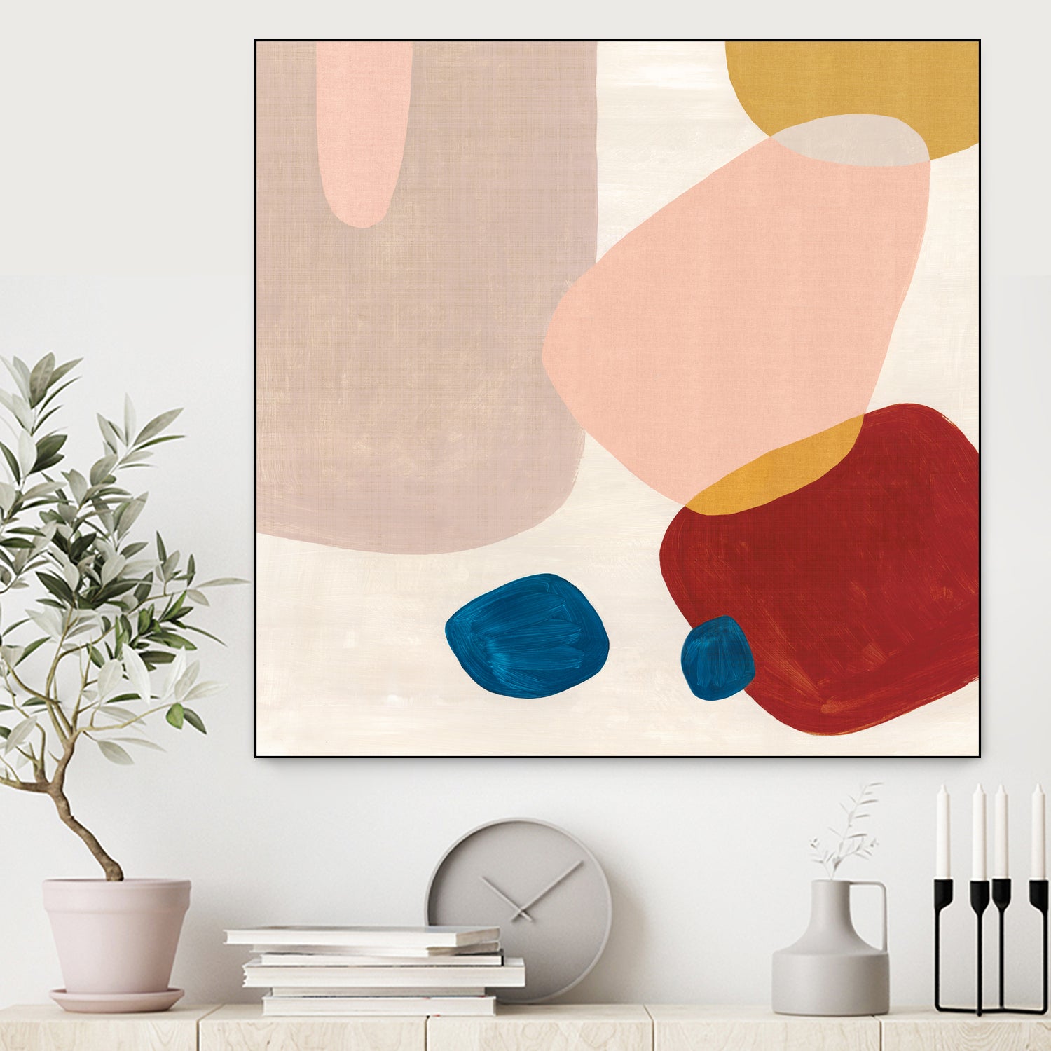 Pink Pebbles III by Eva Watts on GIANT ART - blue shapes