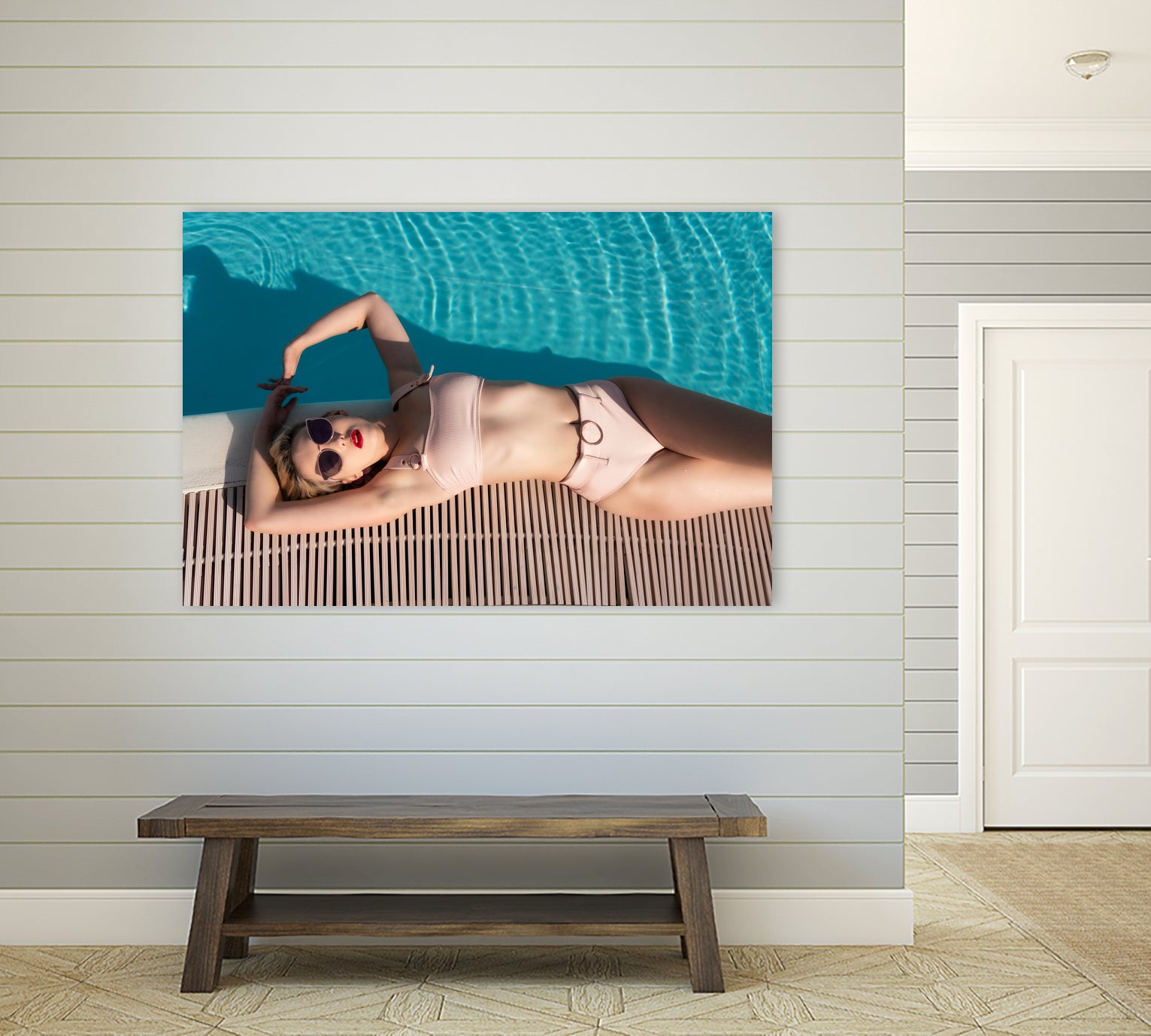 Poolside by Colin on GIANT ART - beige figurative sunbathing