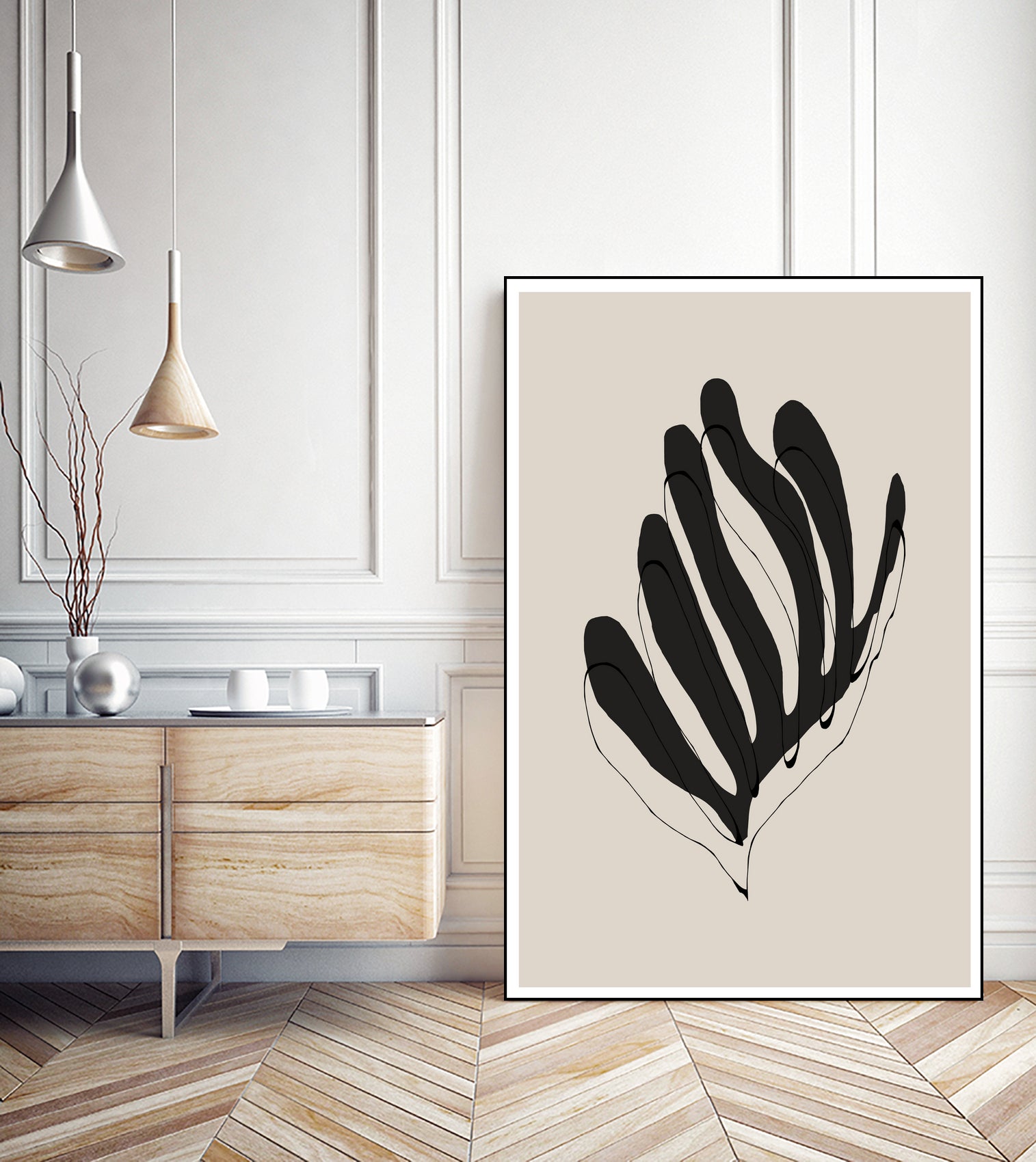 Abstract Leaf Lines by THE MIUUS STUDIO on GIANT ART - flowers and plants minimalist art