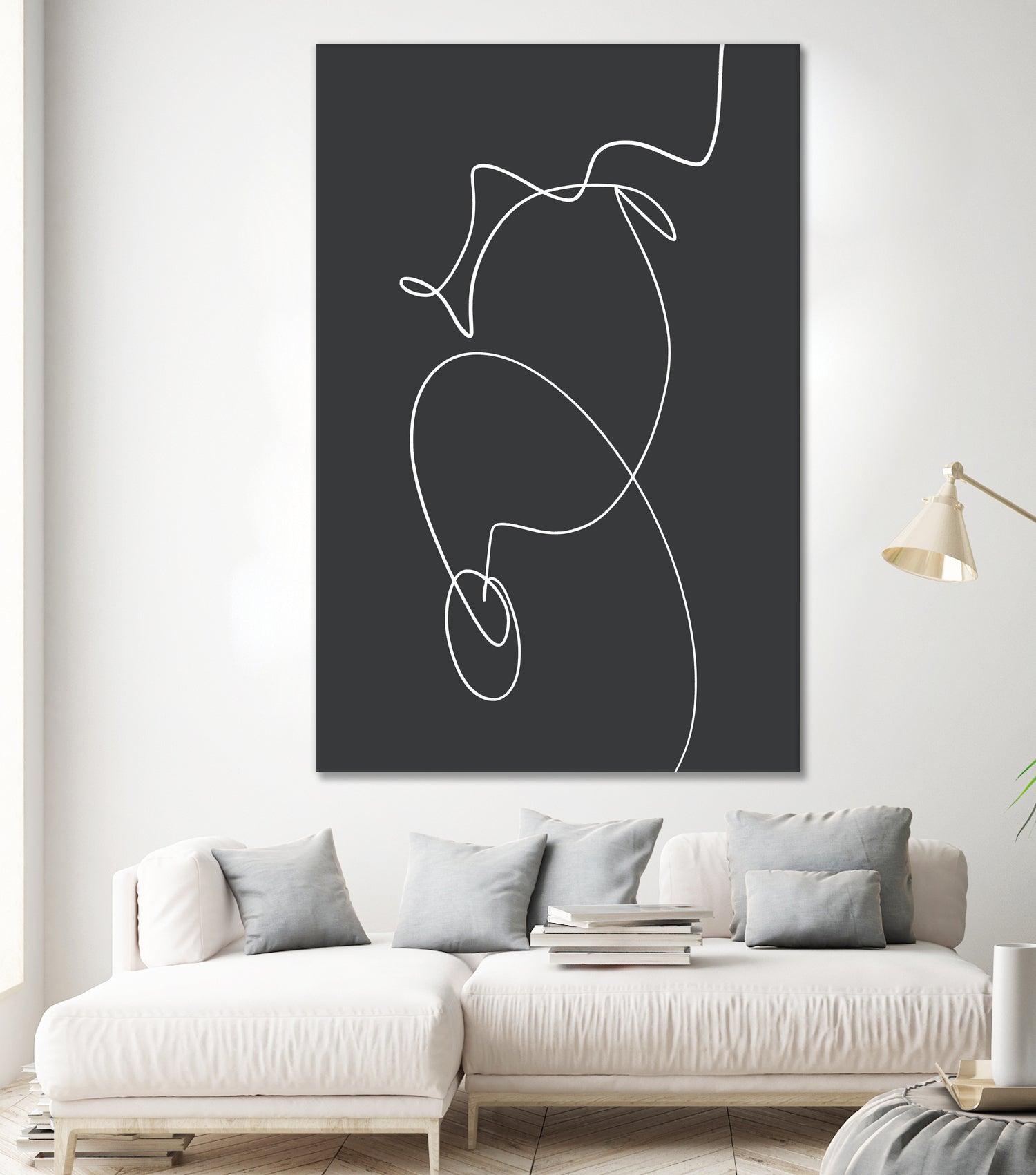 White Squiggle On A Dark Background by uplusmestudio on GIANT ART - line art abstract line art