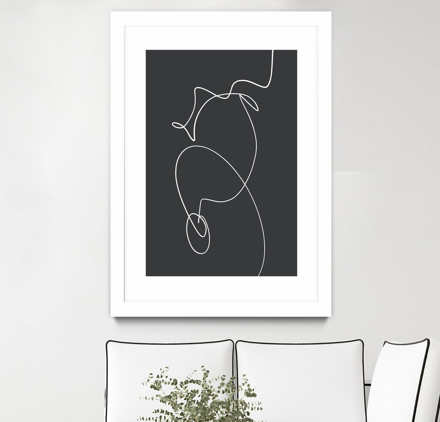 White Squiggle On A Dark Background by uplusmestudio on GIANT ART - line art abstract line art