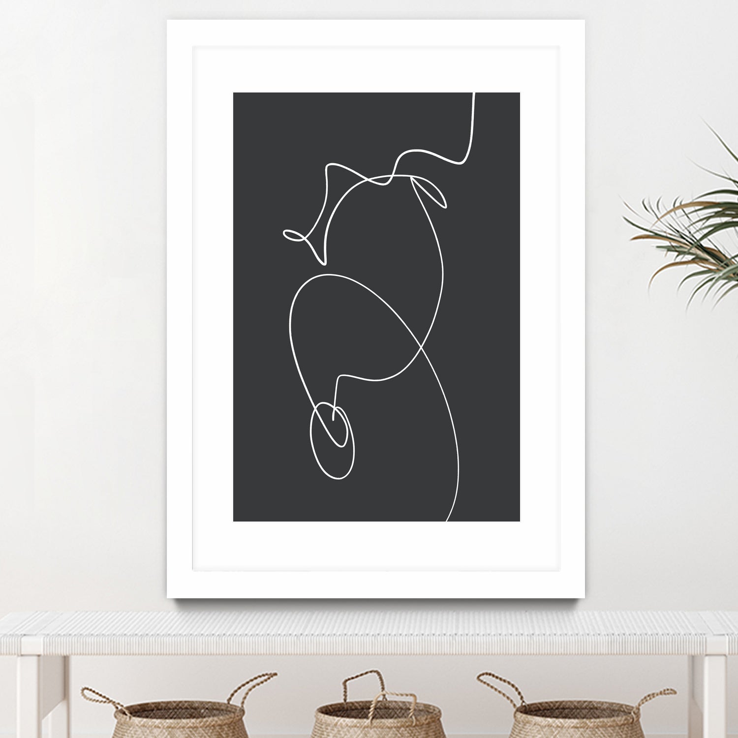 White Squiggle On A Dark Background by uplusmestudio on GIANT ART - line art abstract line art