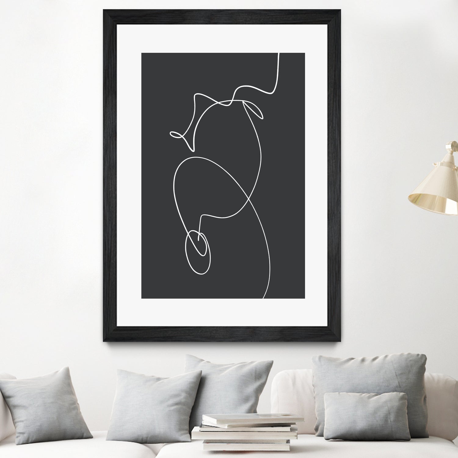 White Squiggle On A Dark Background by uplusmestudio on GIANT ART - line art abstract line art