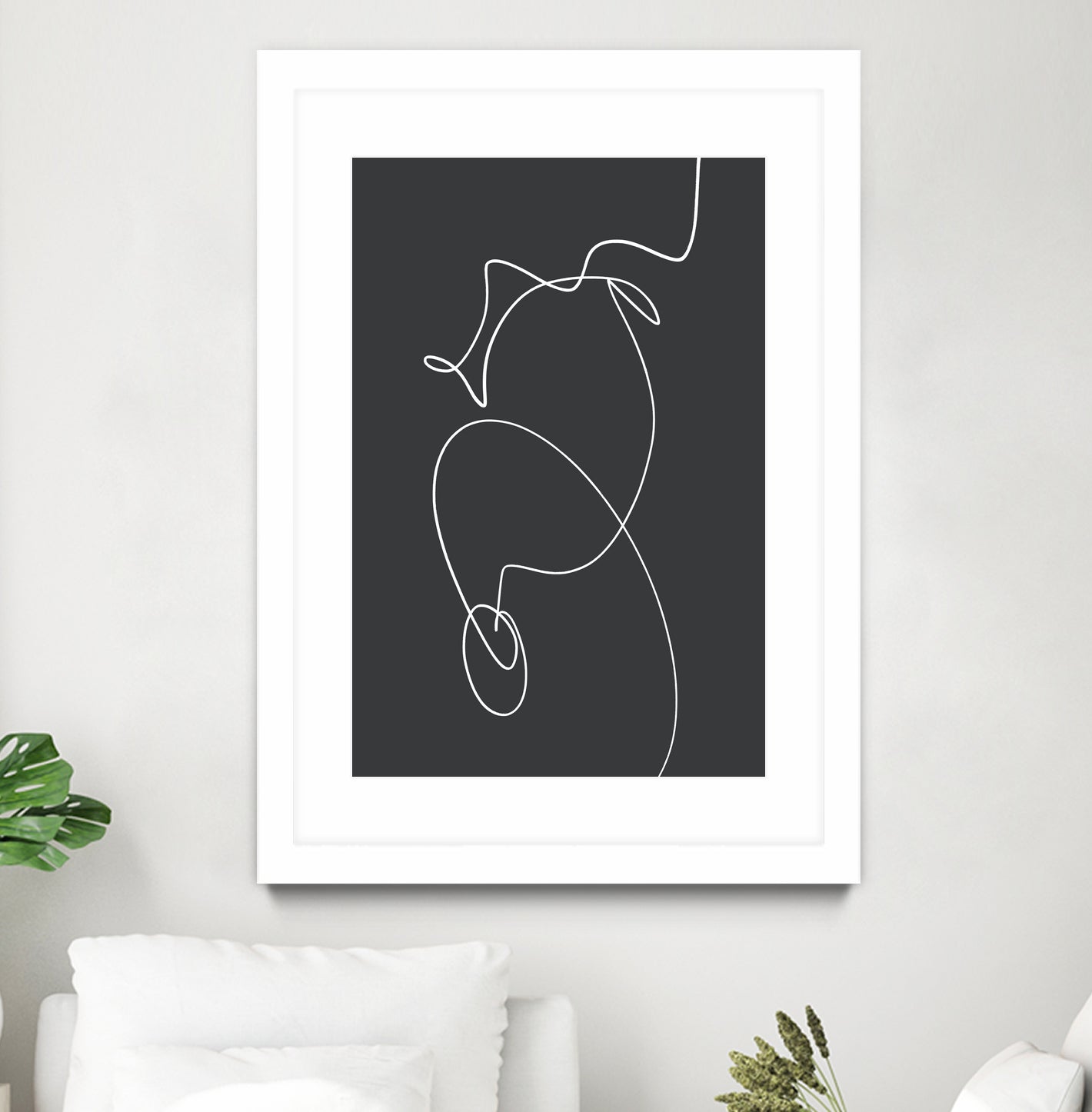 White Squiggle On A Dark Background by uplusmestudio on GIANT ART - line art abstract line art