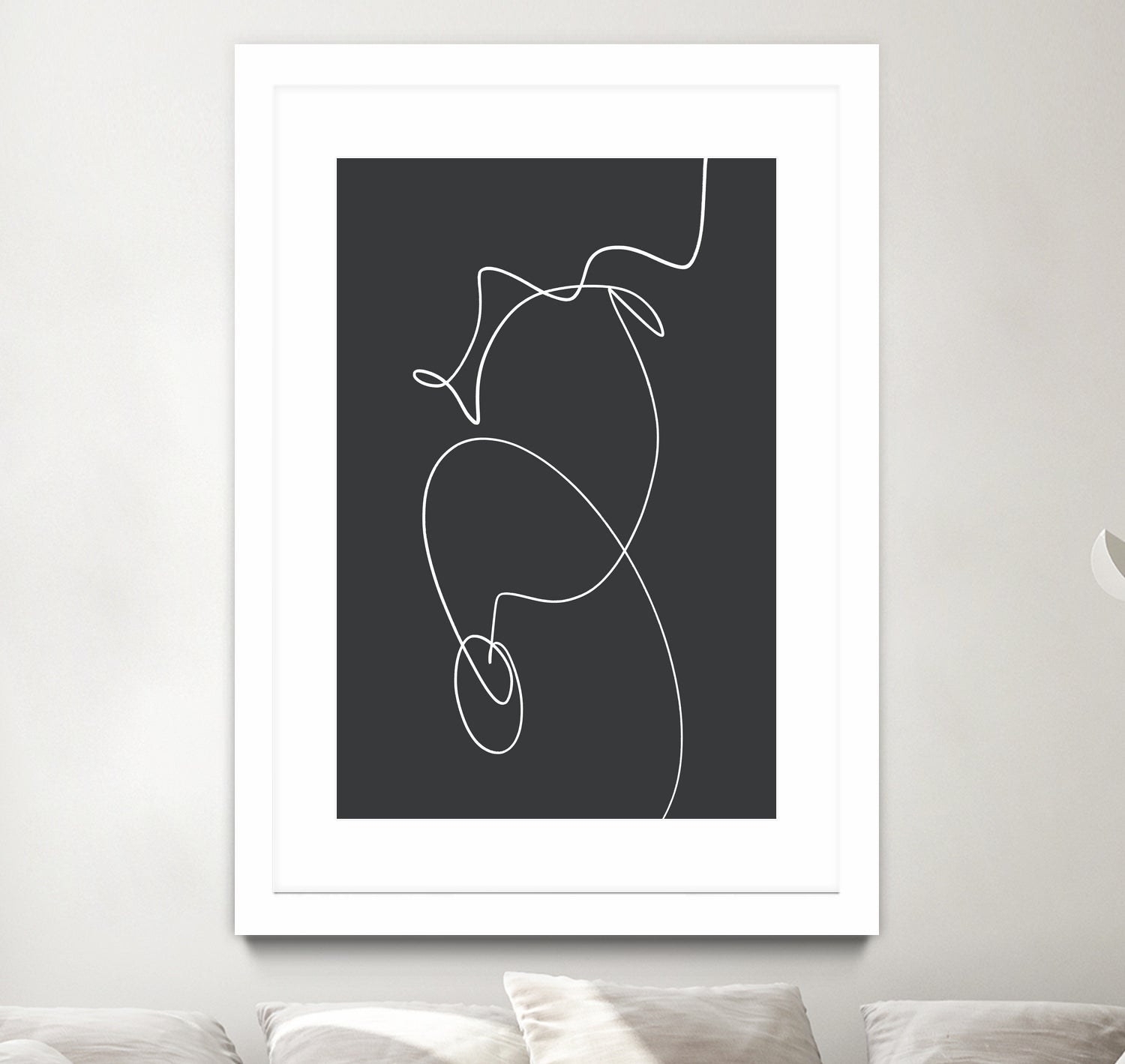White Squiggle On A Dark Background by uplusmestudio on GIANT ART - line art abstract line art