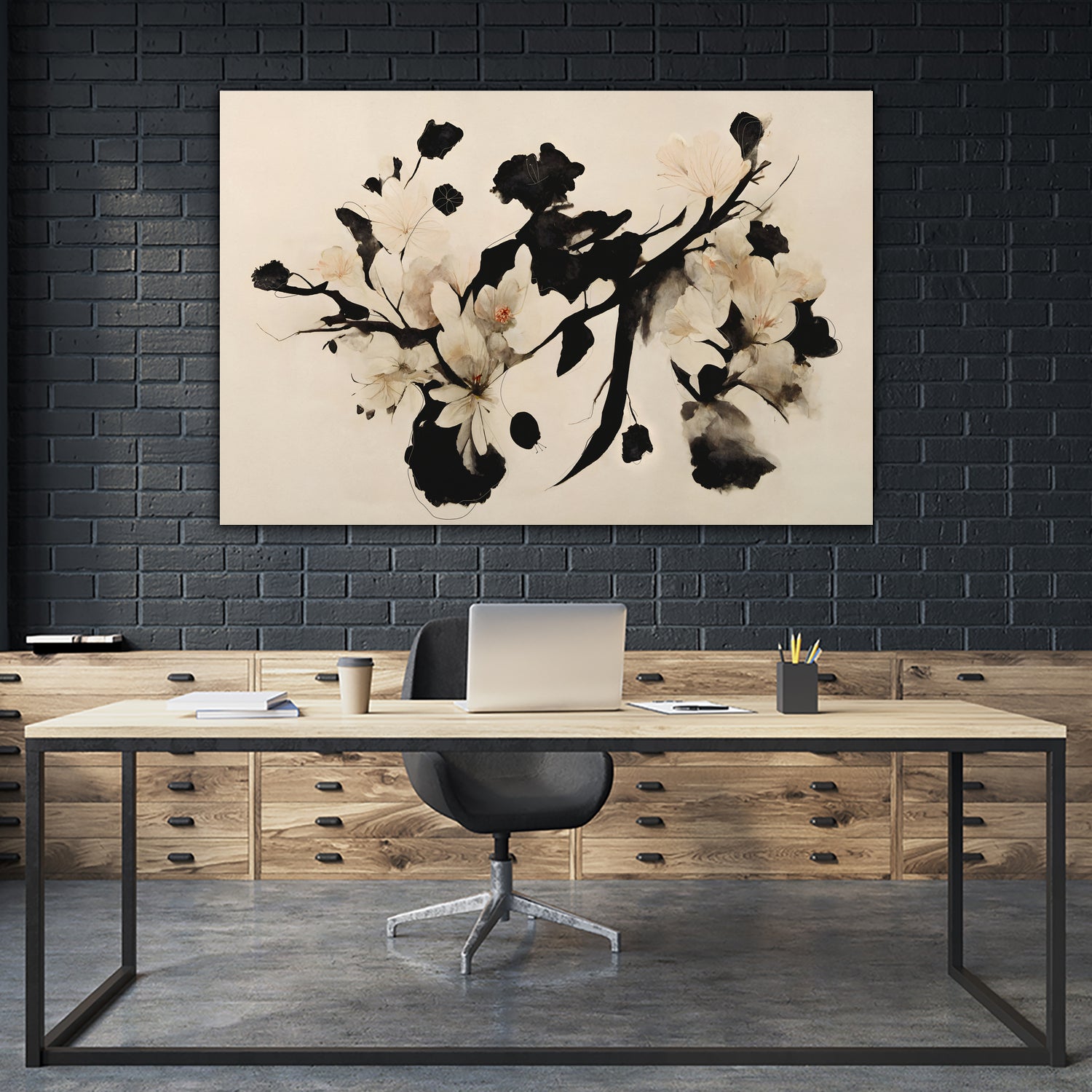 Cherry Blossom Branch by Treechild on GIANT ART - black framed canvas