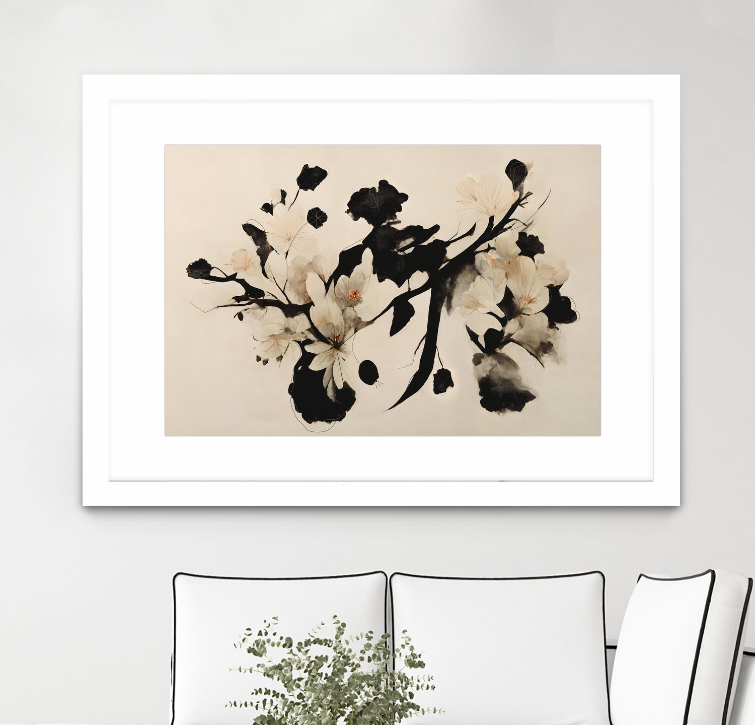 Cherry Blossom Branch by Treechild on GIANT ART - black framed canvas