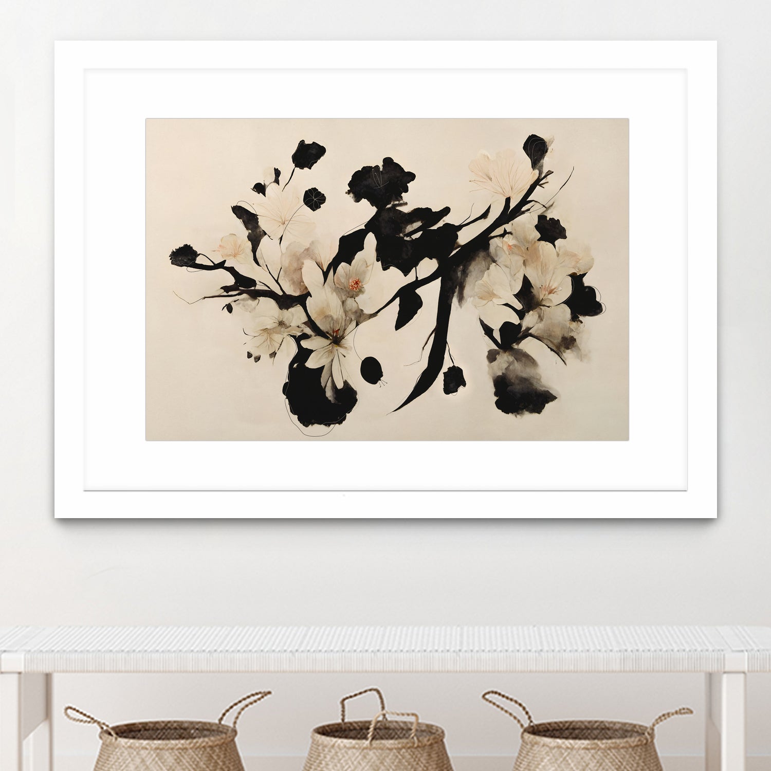 Cherry Blossom Branch by Treechild on GIANT ART - black framed canvas