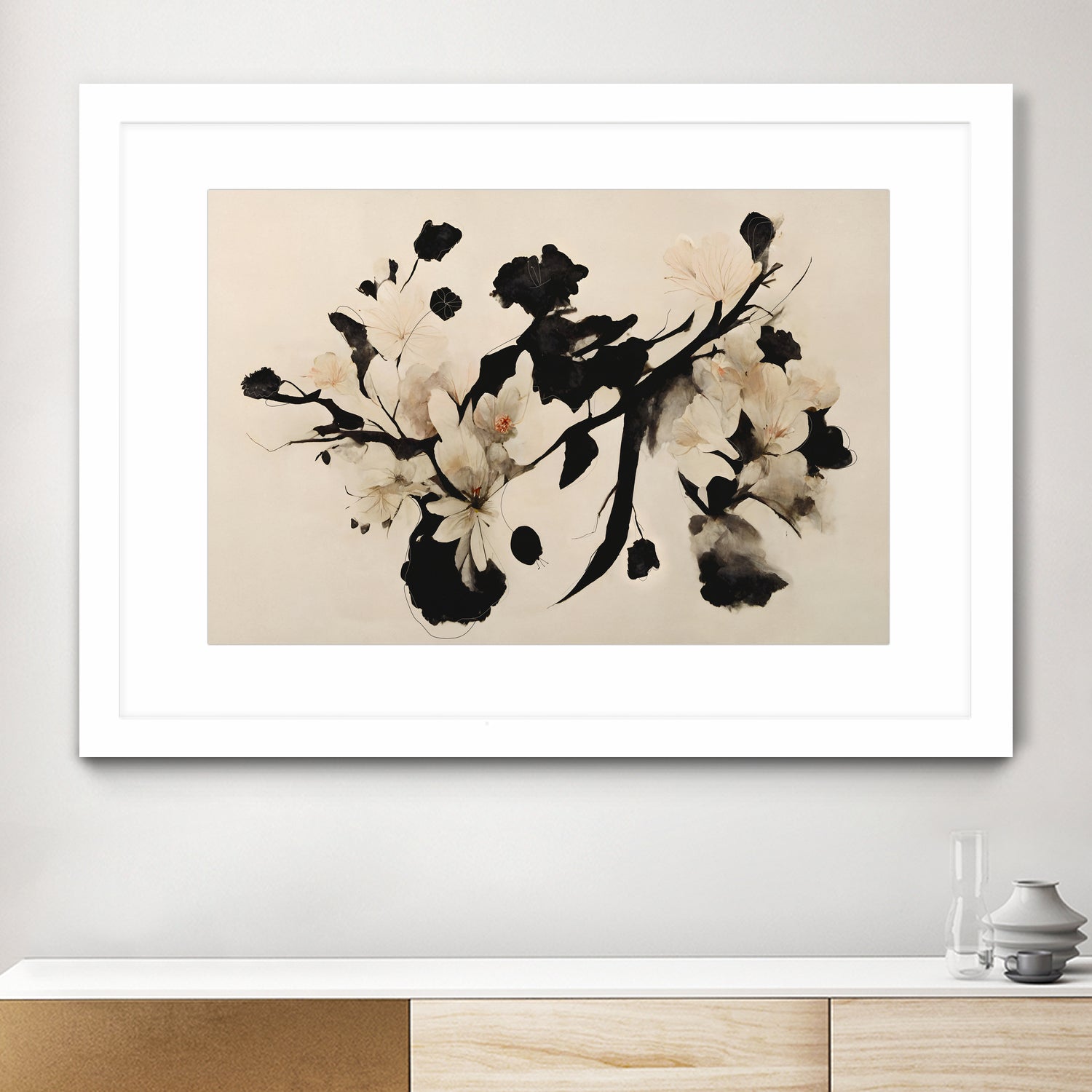 Cherry Blossom Branch by Treechild on GIANT ART - black framed canvas