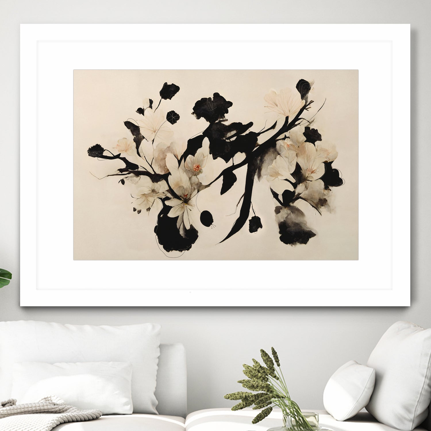 Cherry Blossom Branch by Treechild on GIANT ART - black framed canvas