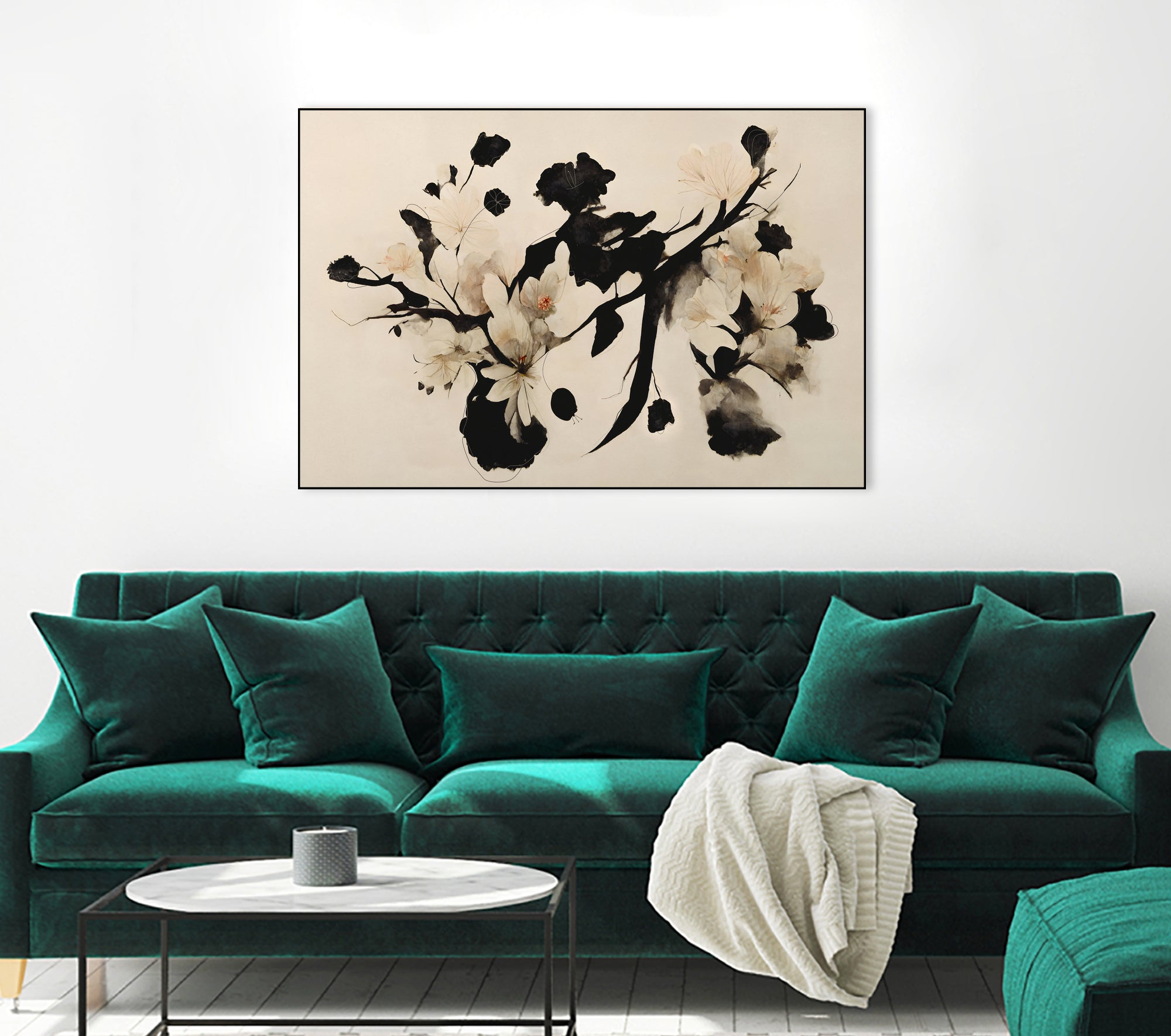 Cherry Blossom Branch by Treechild on GIANT ART - black framed canvas