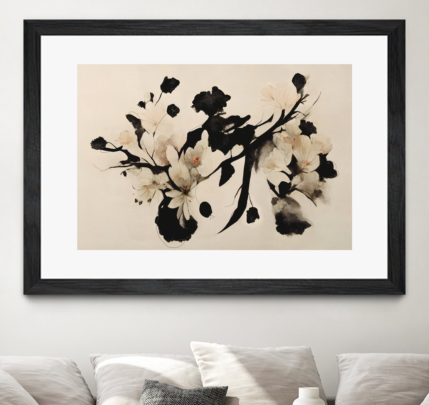 Cherry Blossom Branch by Treechild on GIANT ART - black framed canvas