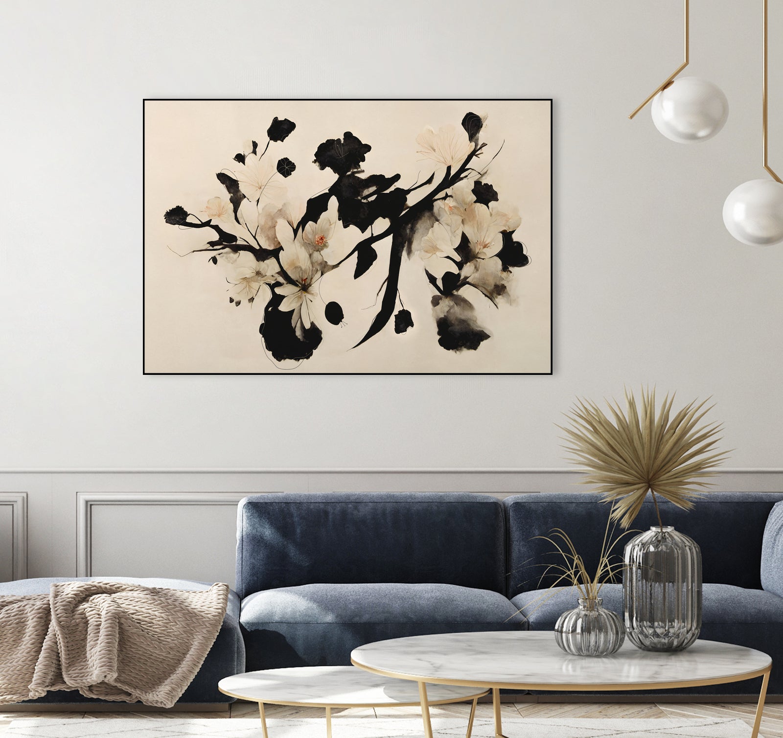 Cherry Blossom Branch by Treechild on GIANT ART - black framed canvas