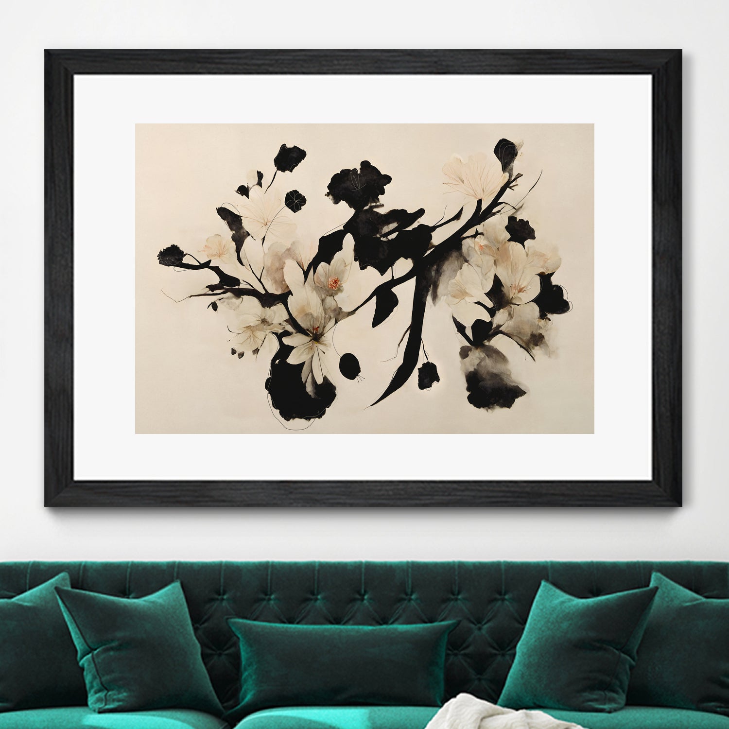 Cherry Blossom Branch by Treechild on GIANT ART - black framed canvas