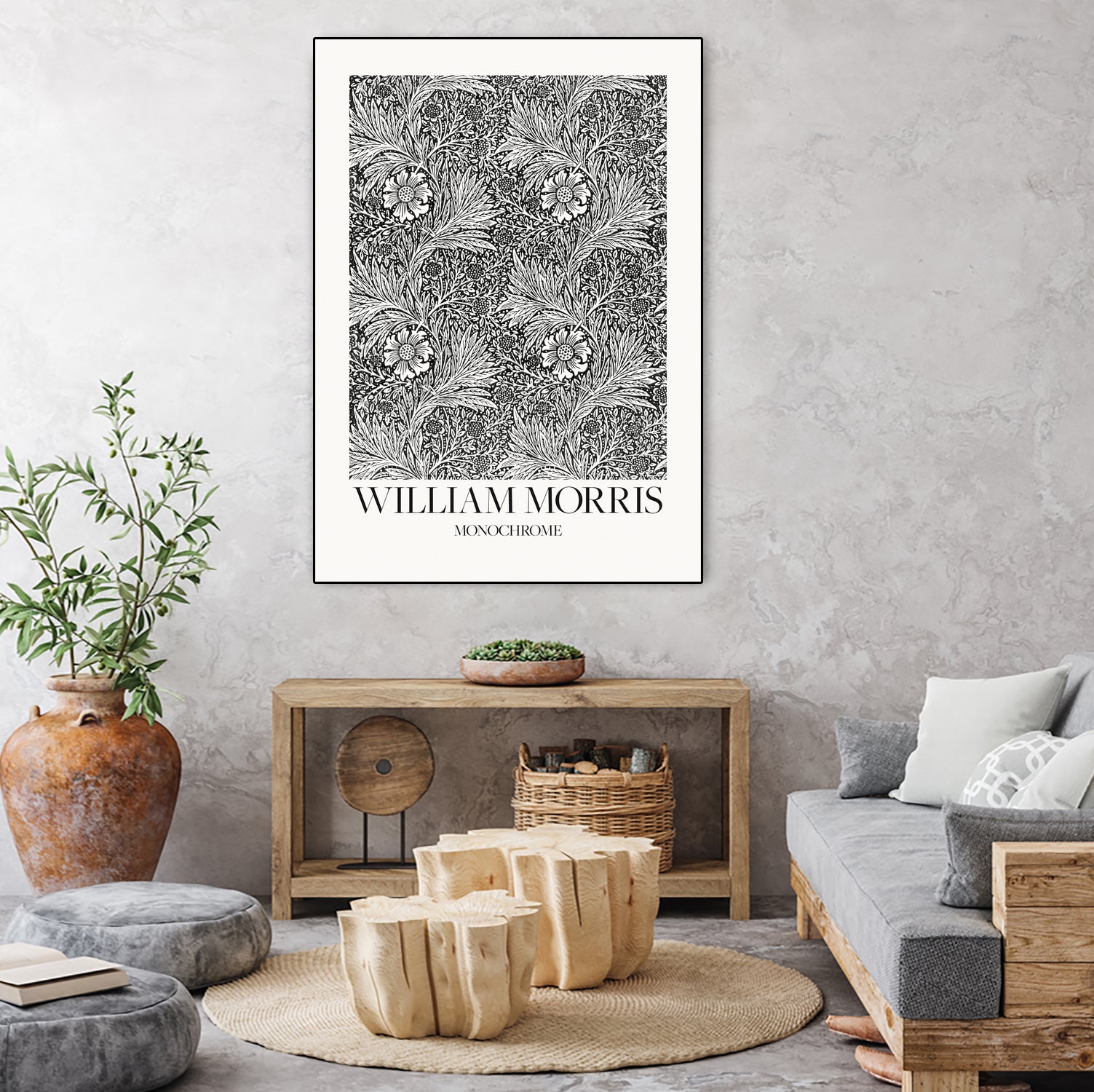 Marigold Monochrome by William Morris on GIANT ART - william morris flowers and plants william morris