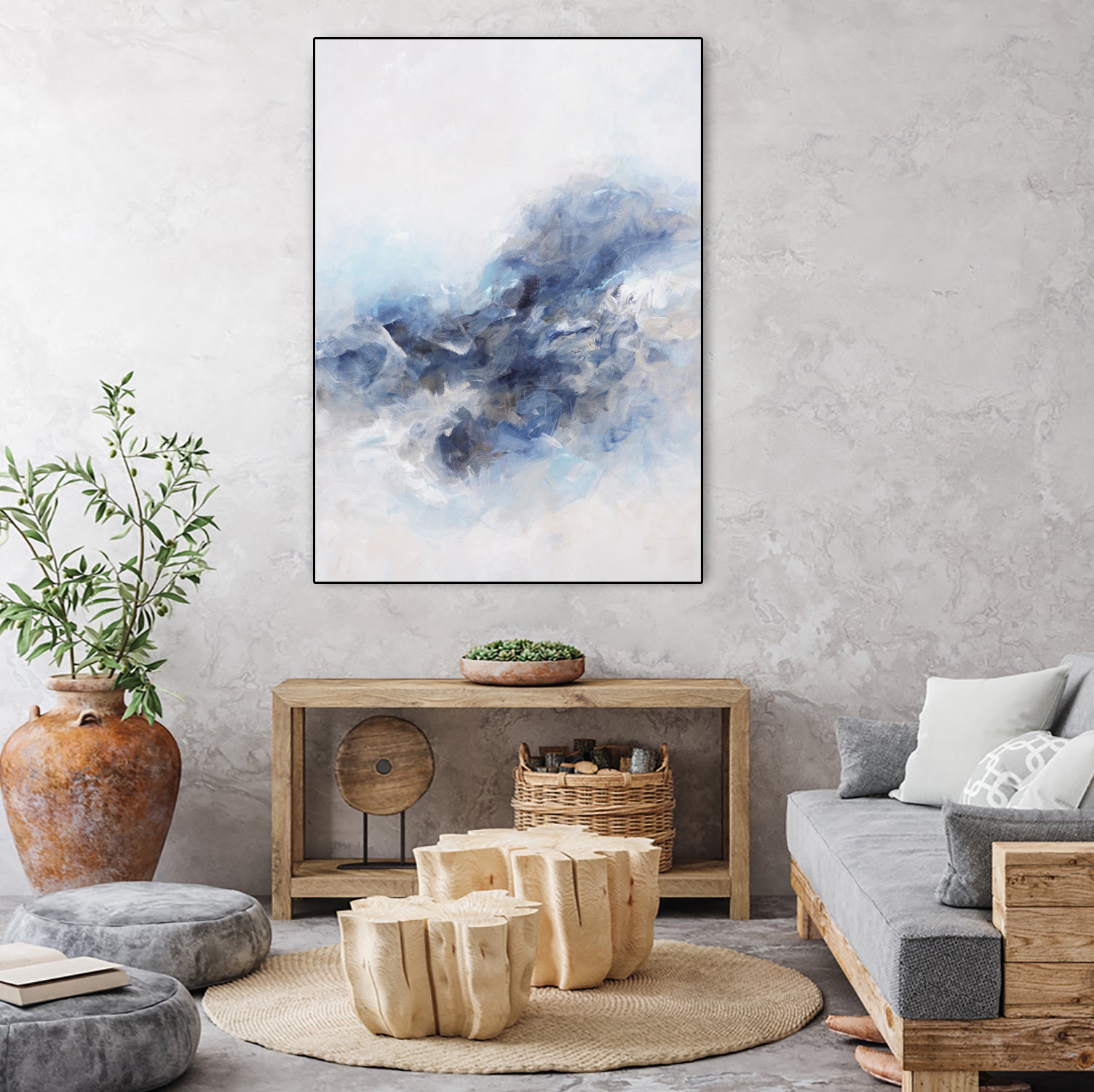 Expressionist Blue Abstract by Francoise Wattre on GIANT ART - paintings abstract art