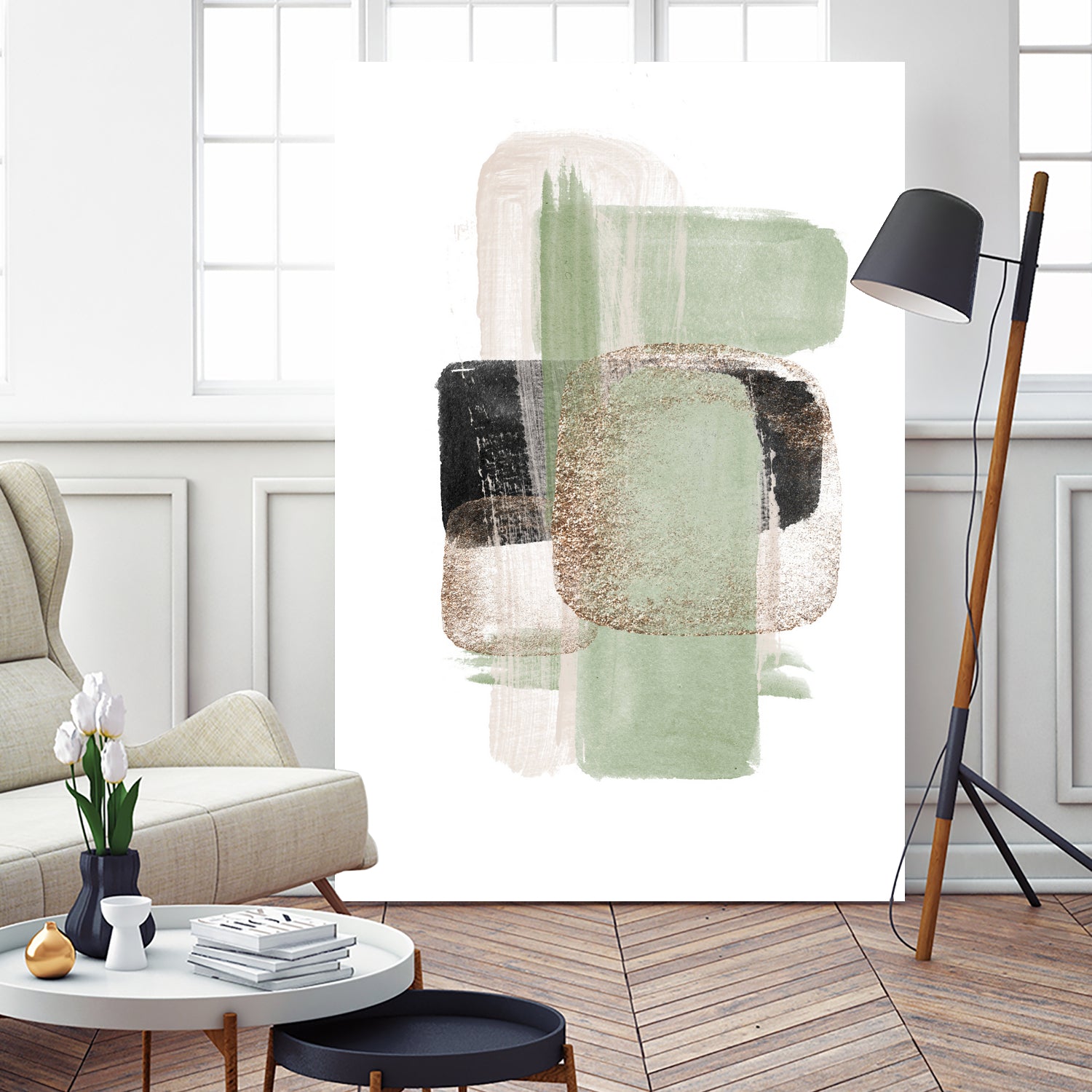 Simple Green-1 by Sally Ann Moss on GIANT ART - abstract geometric abstract