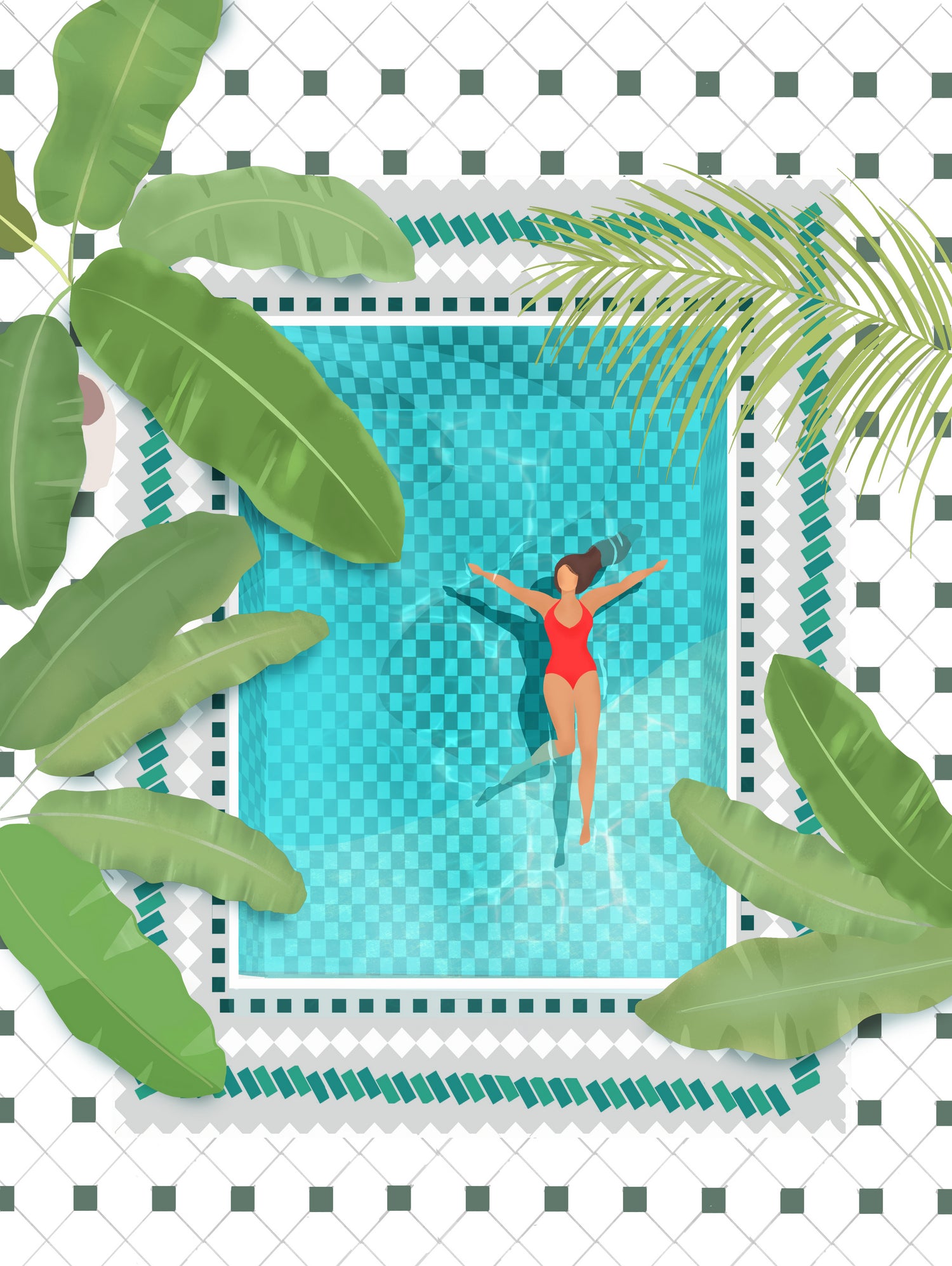 Riad Pool by Petra on GIANT ART - botanical woman