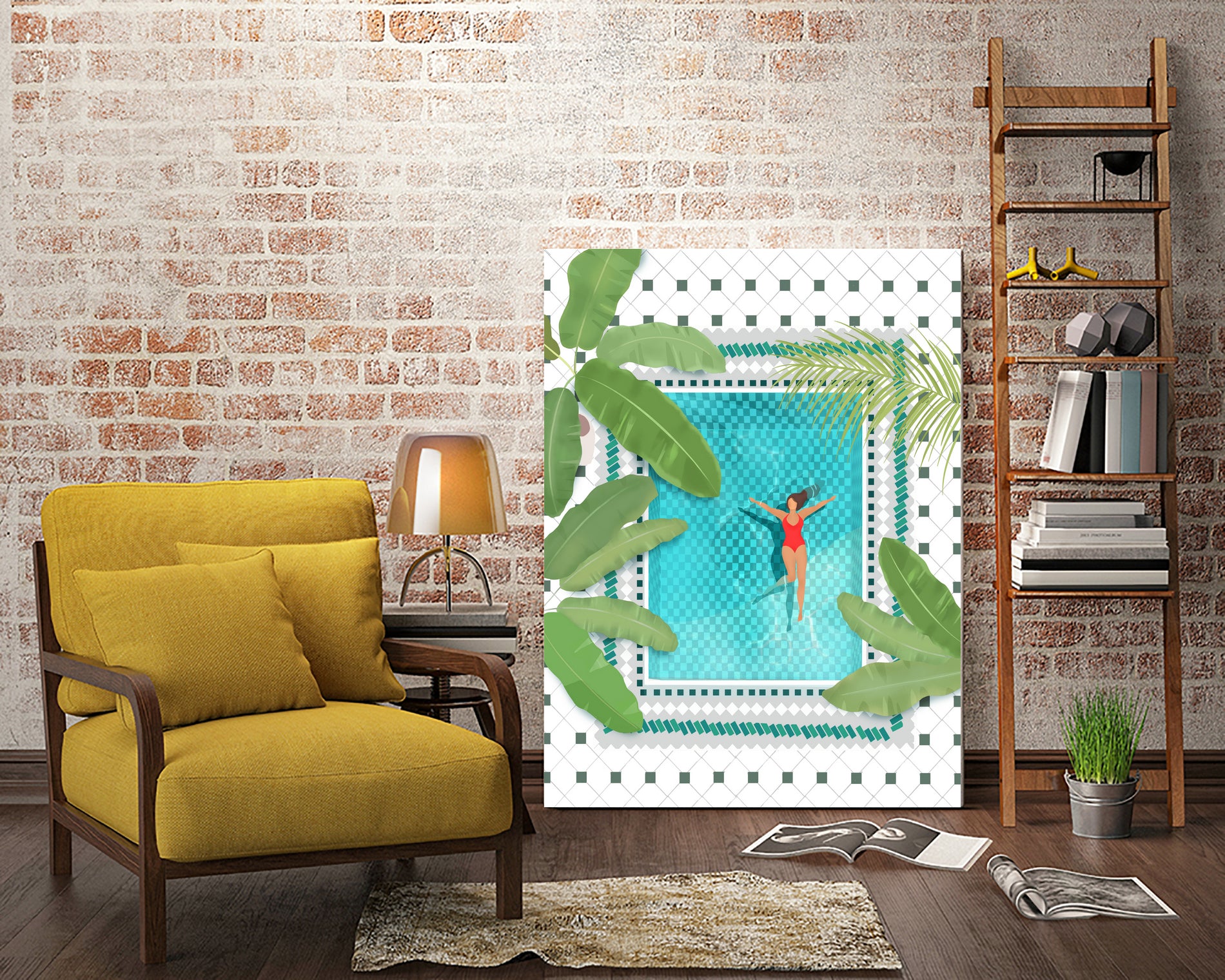 Riad Pool by Petra on GIANT ART - botanical woman