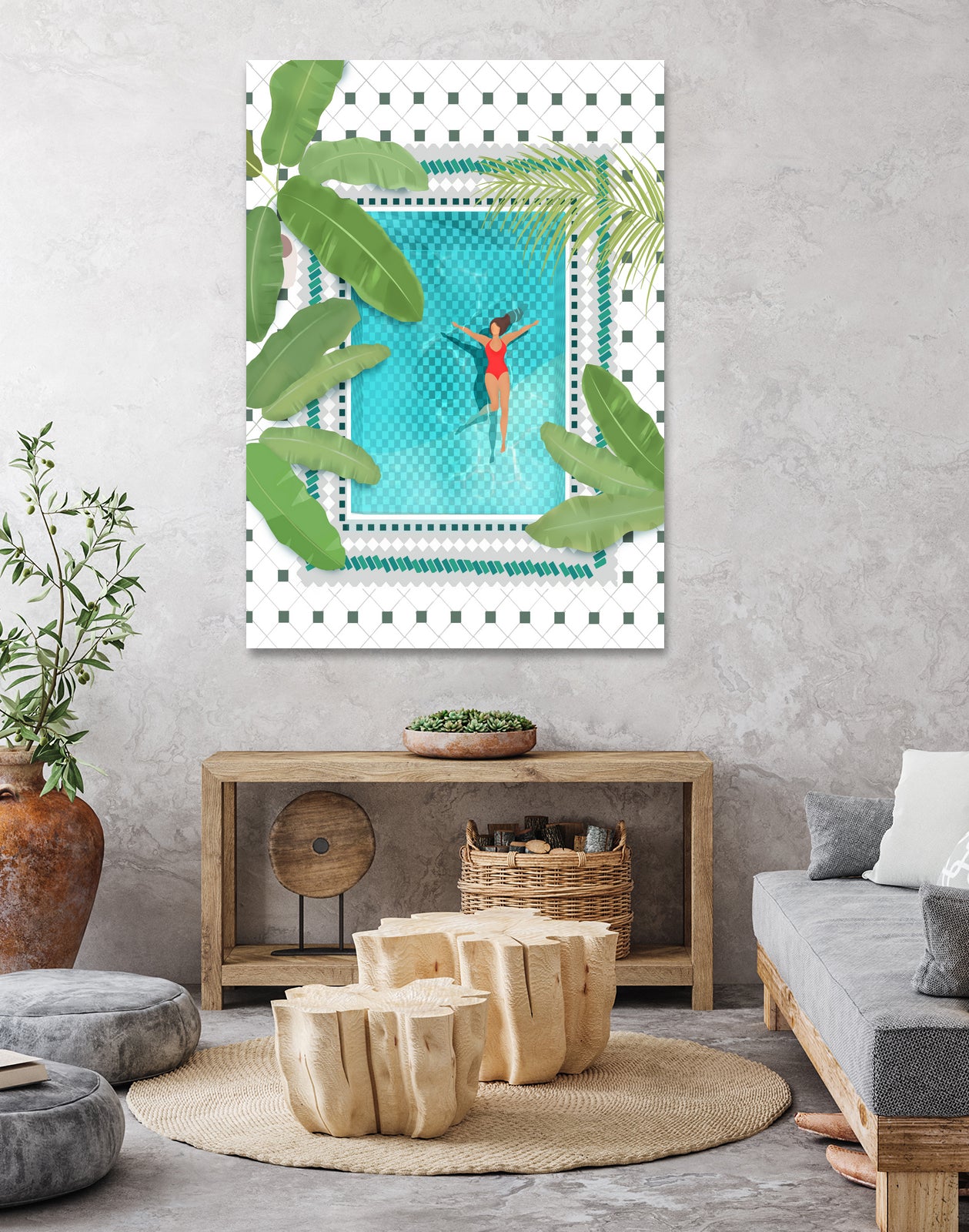 Riad Pool by Petra on GIANT ART - botanical woman