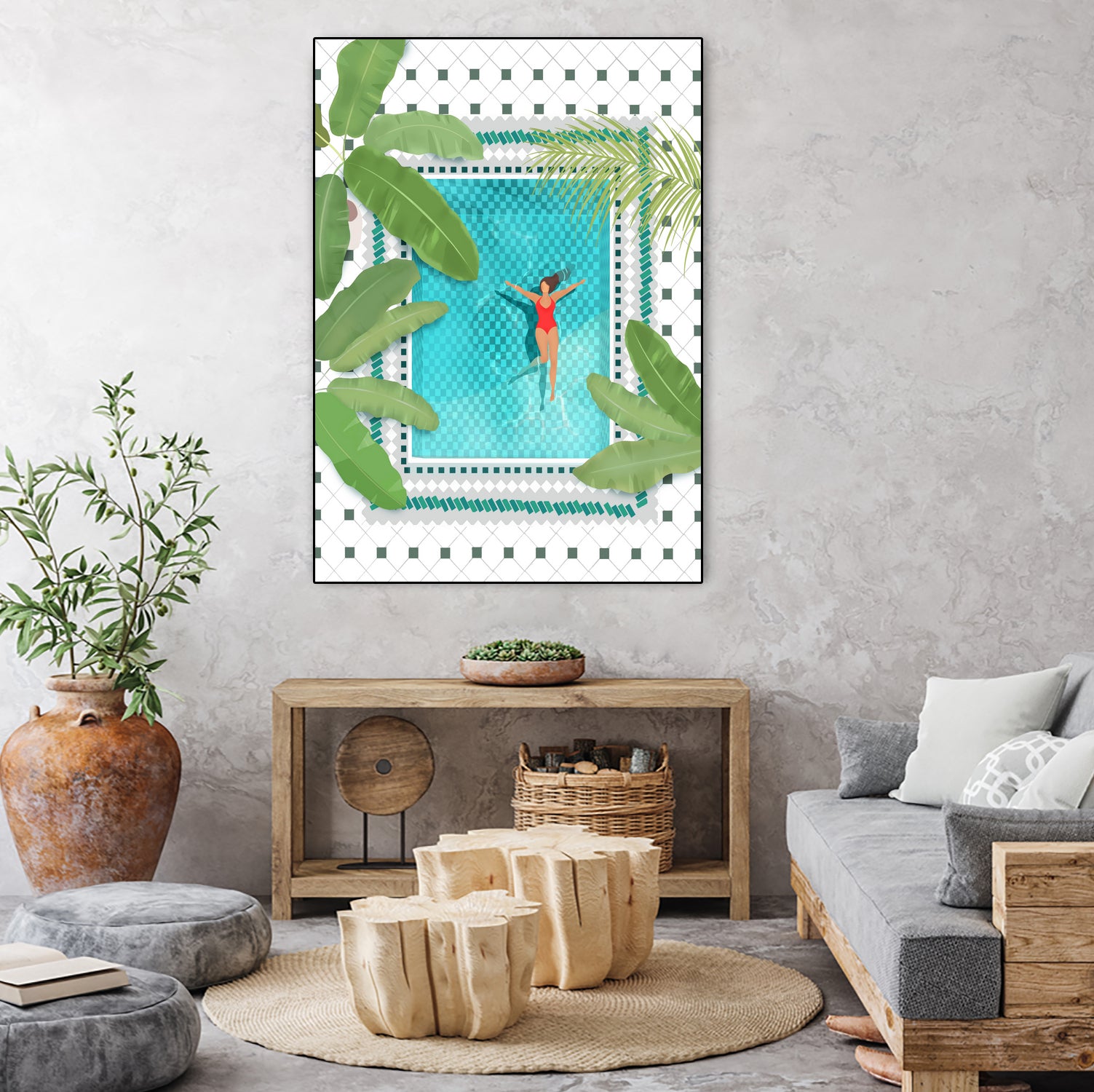 Riad Pool by Petra on GIANT ART - botanical woman