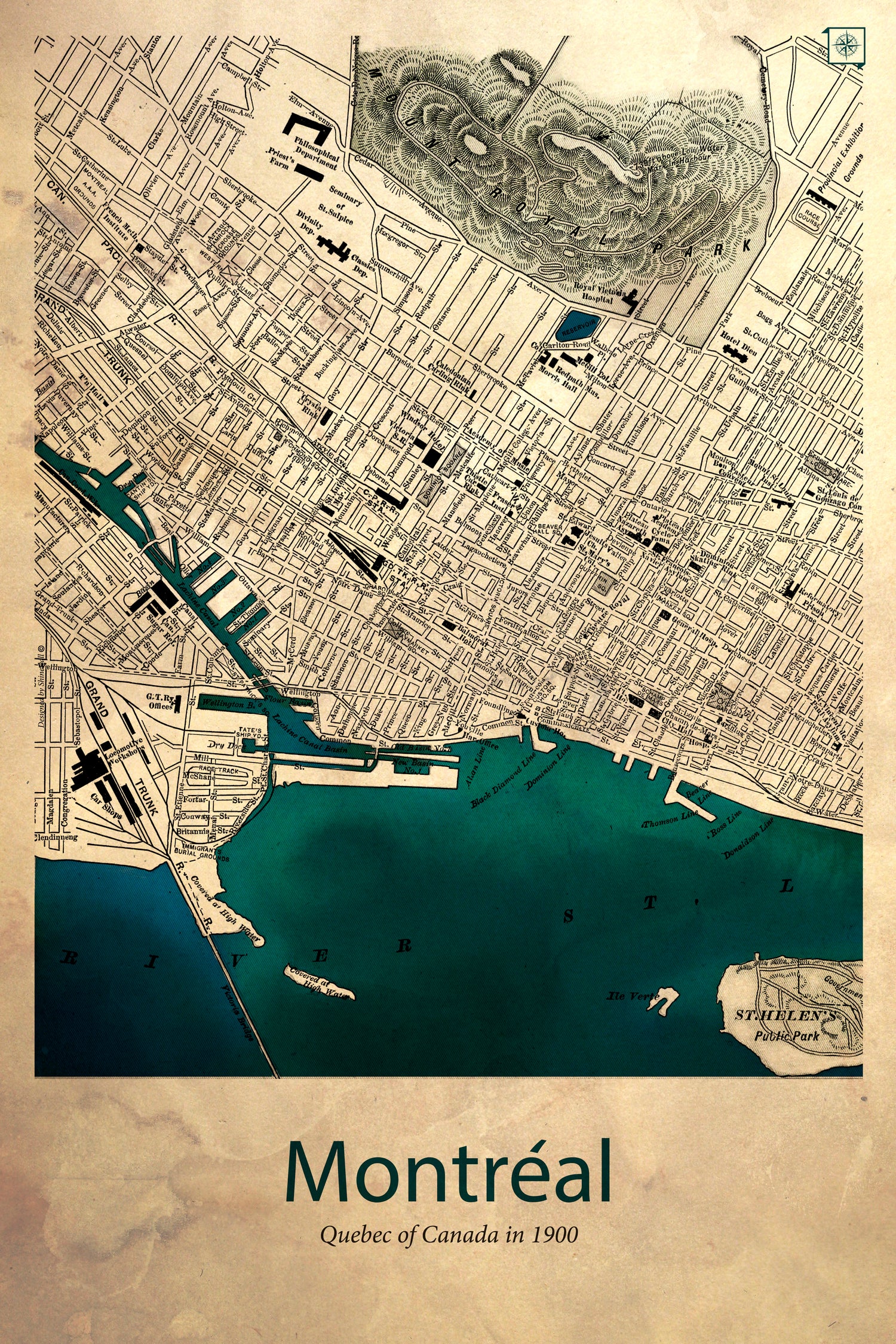 Vintage Map of Montreal by Dionisis Gemos on GIANT ART